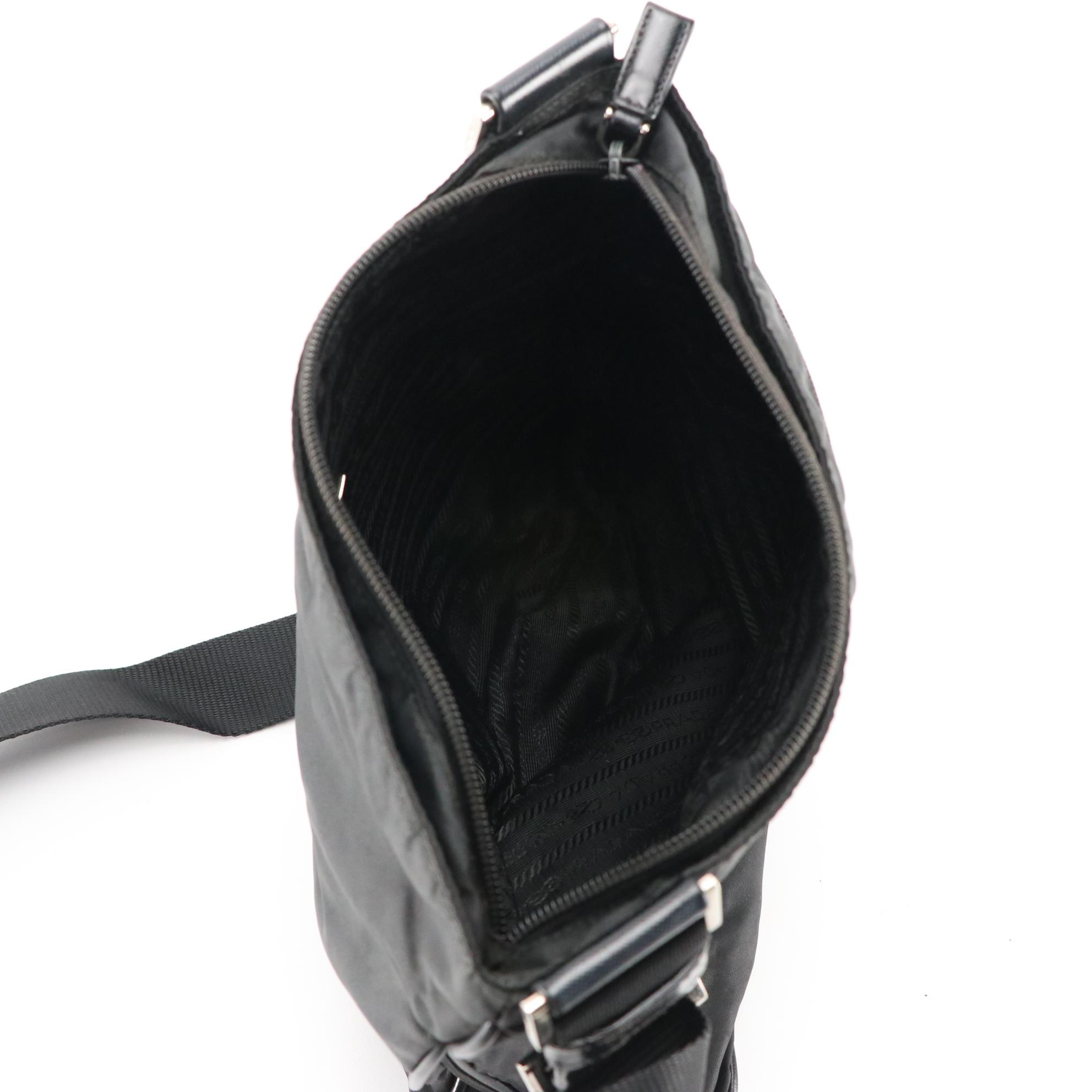 Prada Tessuto Flat Messenger Black Nylon Crossbody