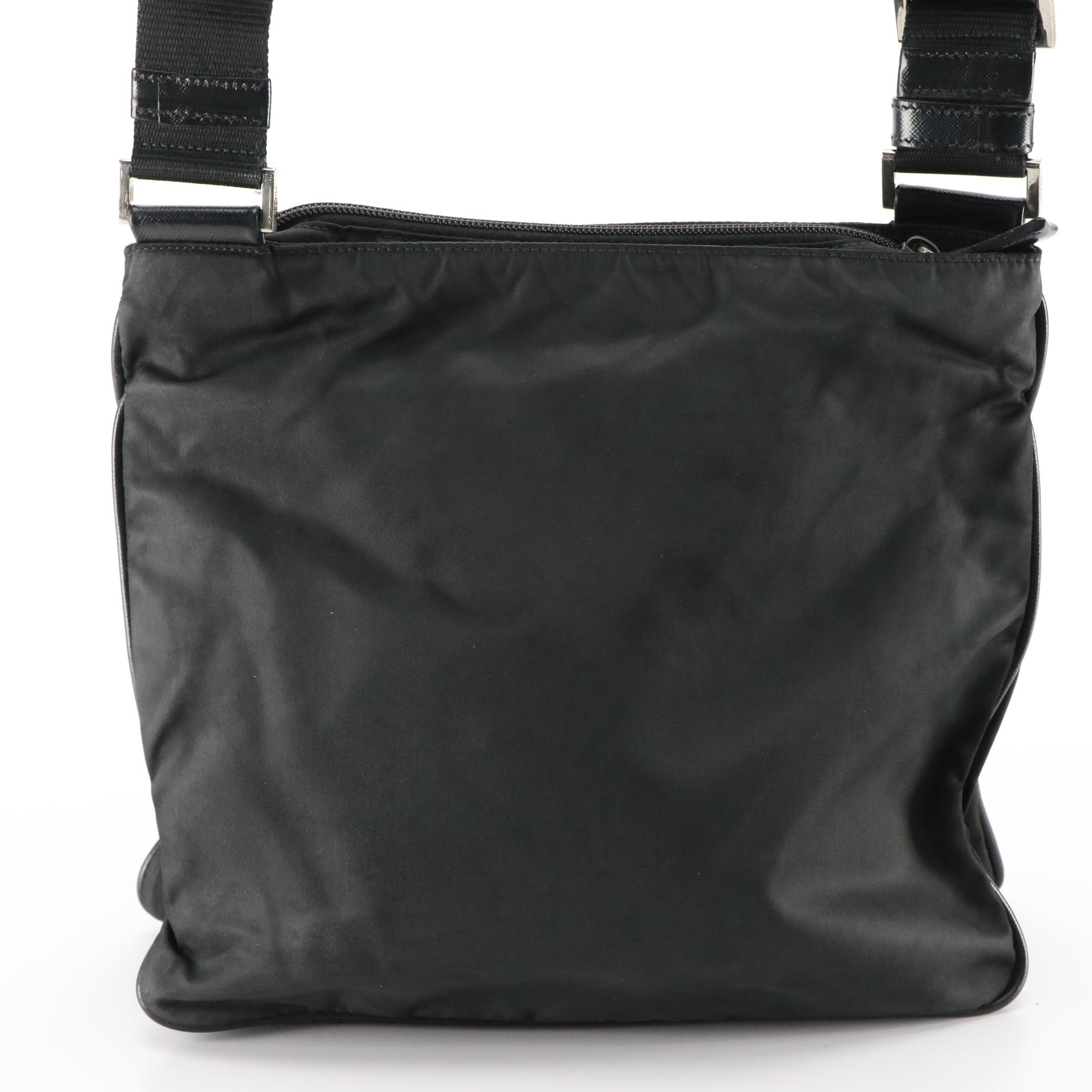 Prada Tessuto Flat Messenger Black Nylon Crossbody