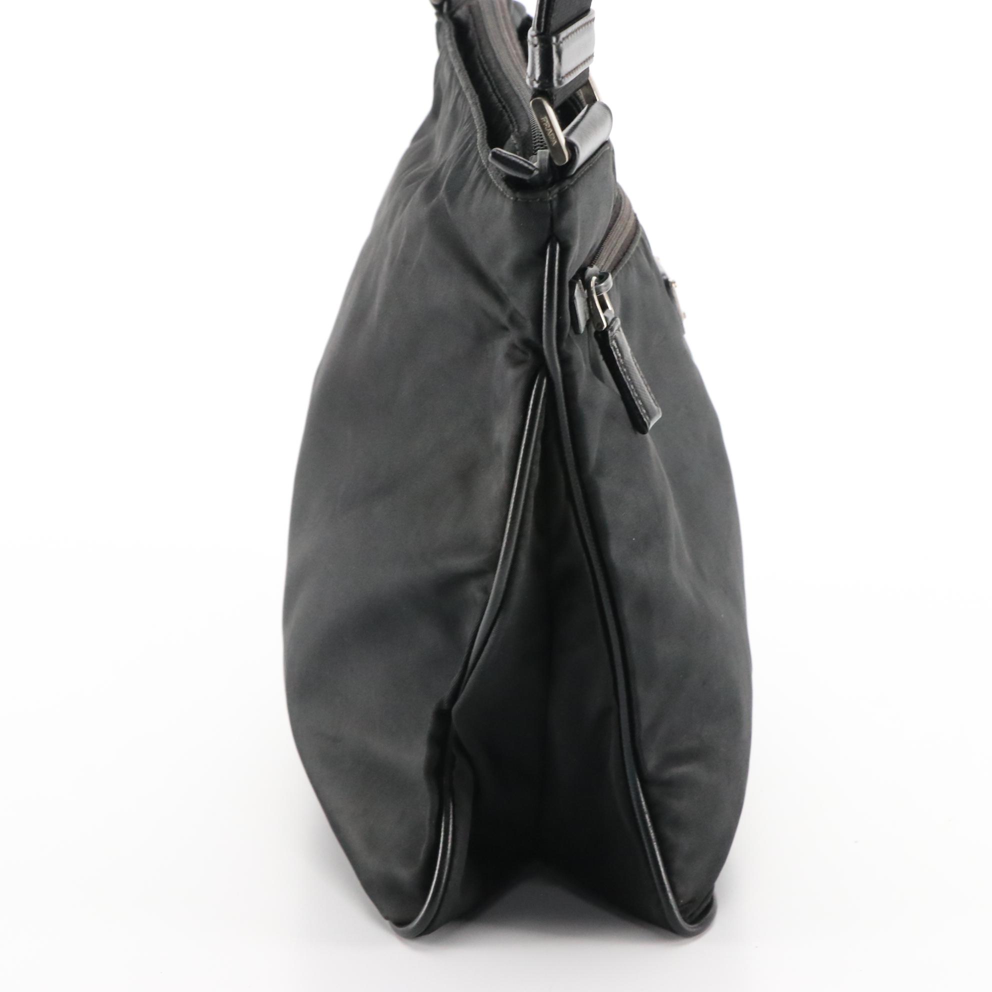 Prada Tessuto Flat Messenger Black Nylon Crossbody