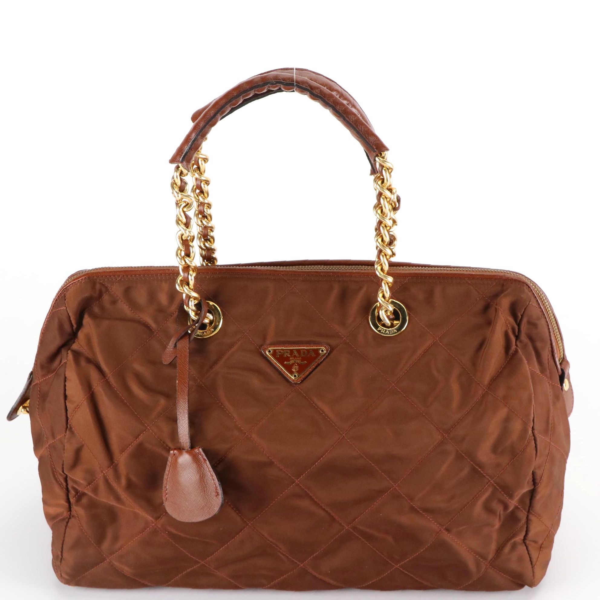 Prada Shoulder Bag in Brown Quilted Tessuto Nylon