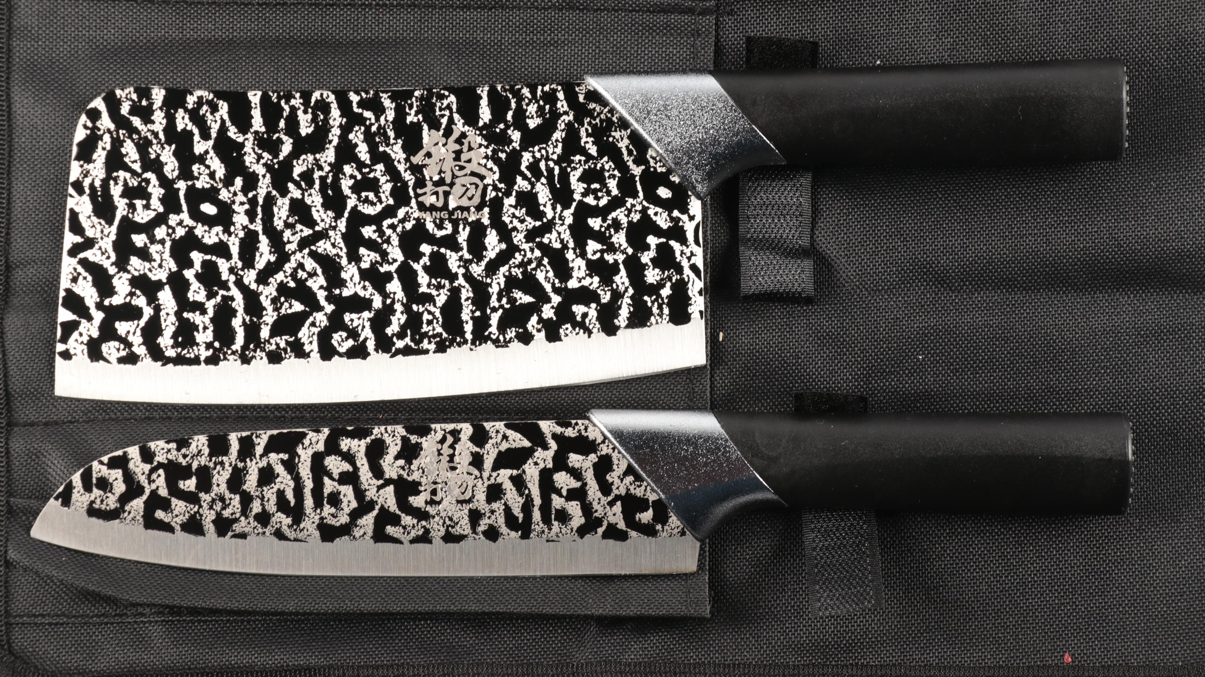 Yang Jiang Cheetah Print Carving Knife Set with Knife Roll