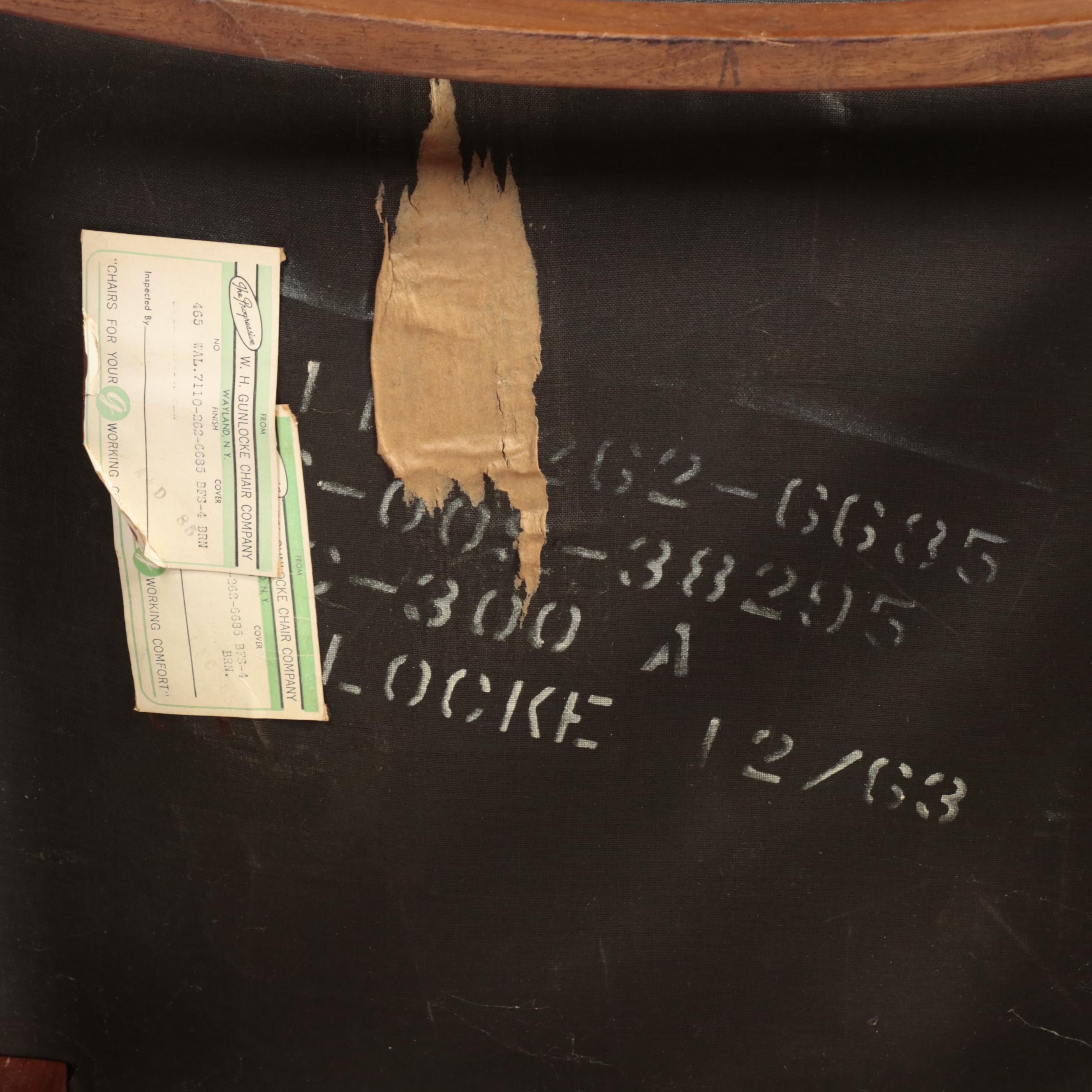 W.H. Gunlocke Chair Co and Other Brown Leather Armchairs with Nailhead Trim