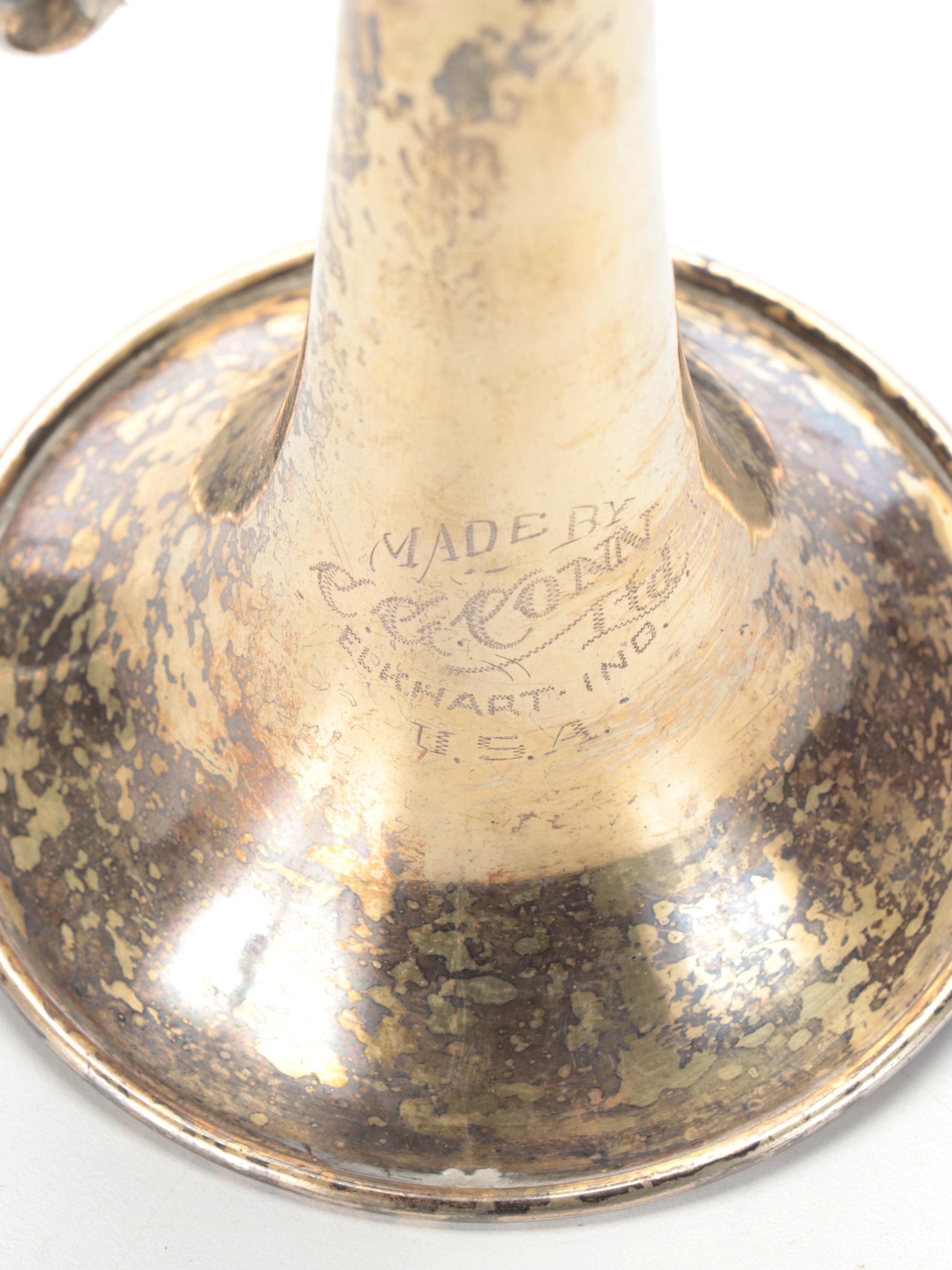 C.G. Corn Brass Finish Trumpet with Harmon Wow-Wow Trumpet Mute and More