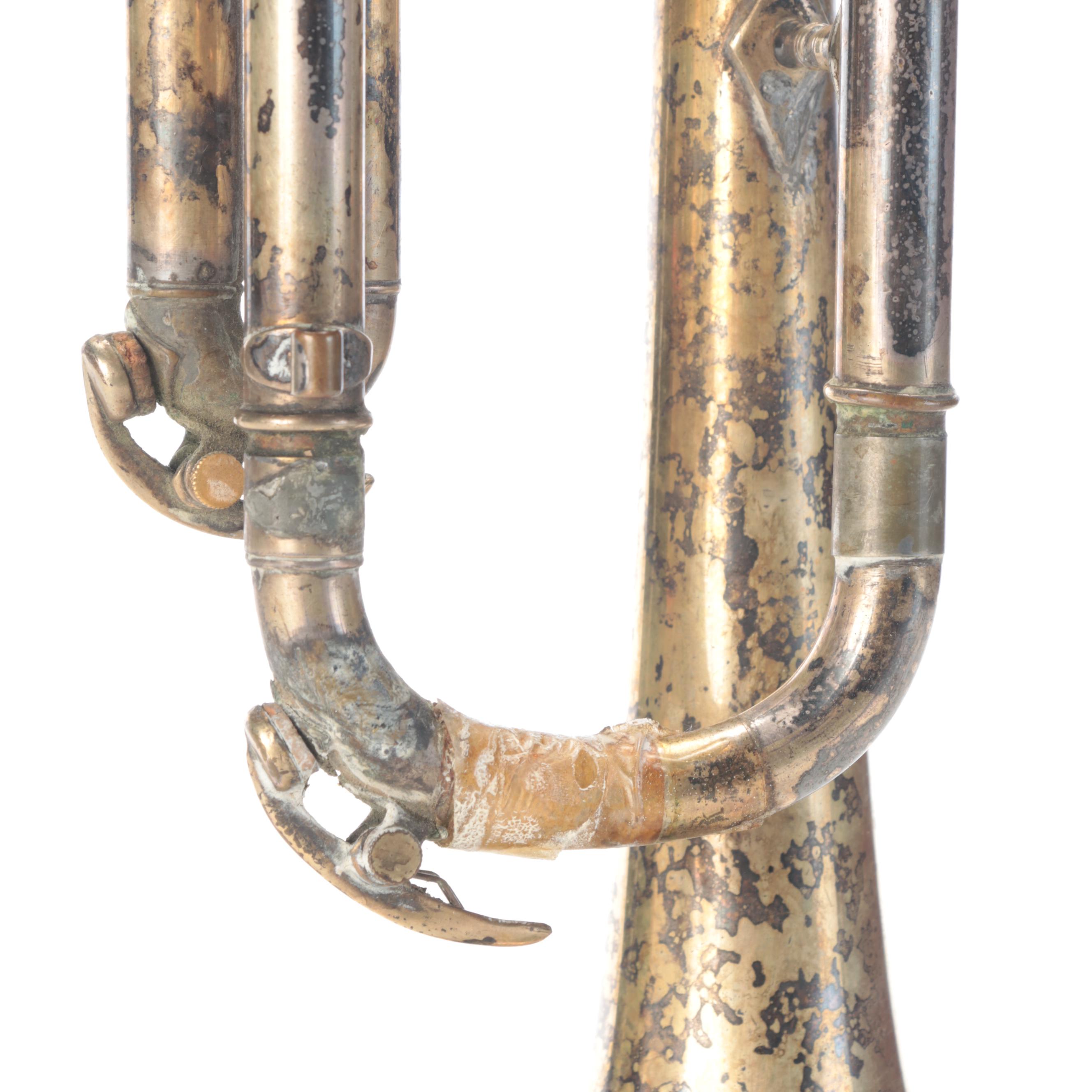 C.G. Corn Brass Finish Trumpet with Harmon Wow-Wow Trumpet Mute and More