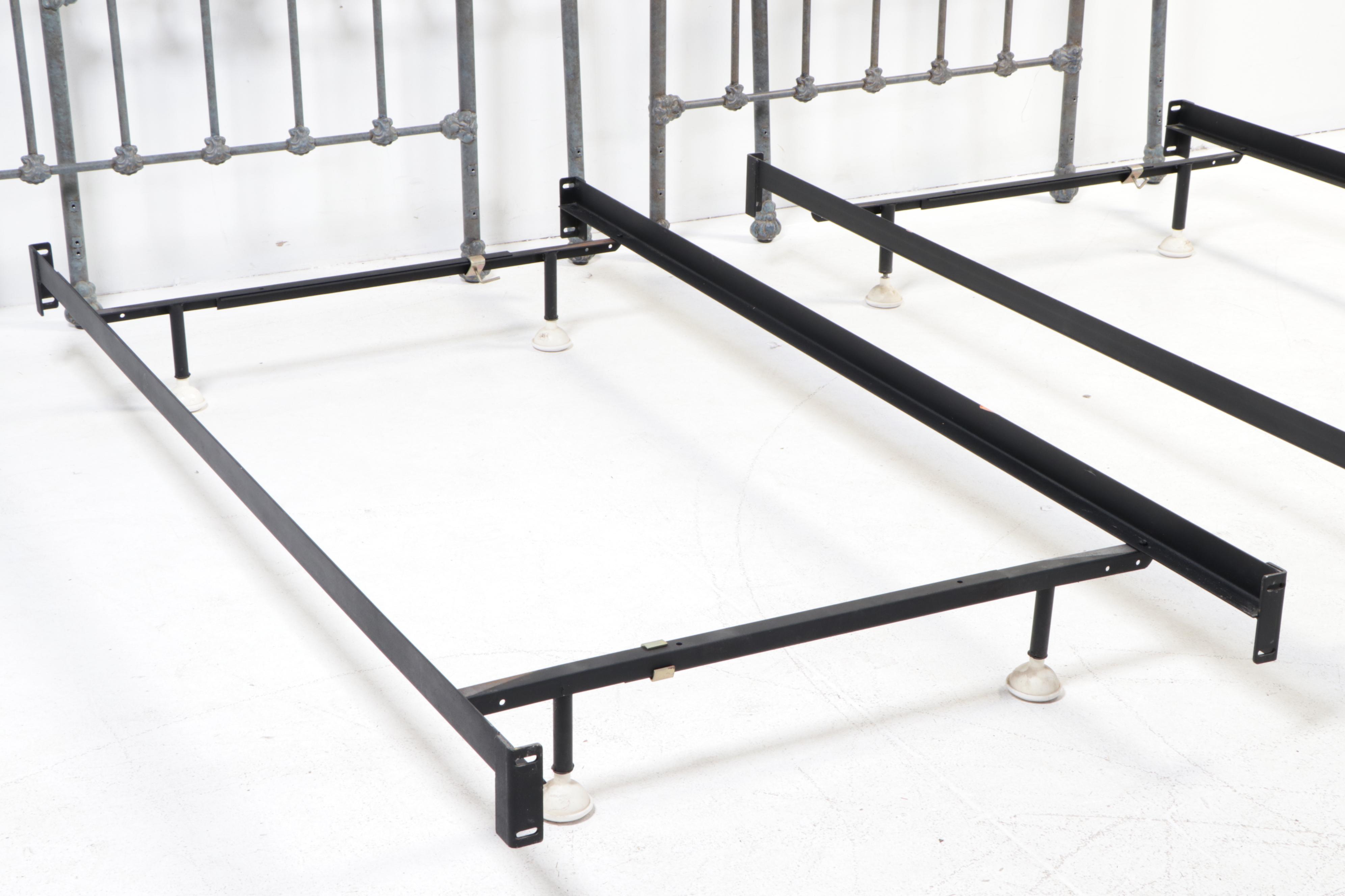 Victorian Style Patinated Metal and Brass Twin Bed Frames