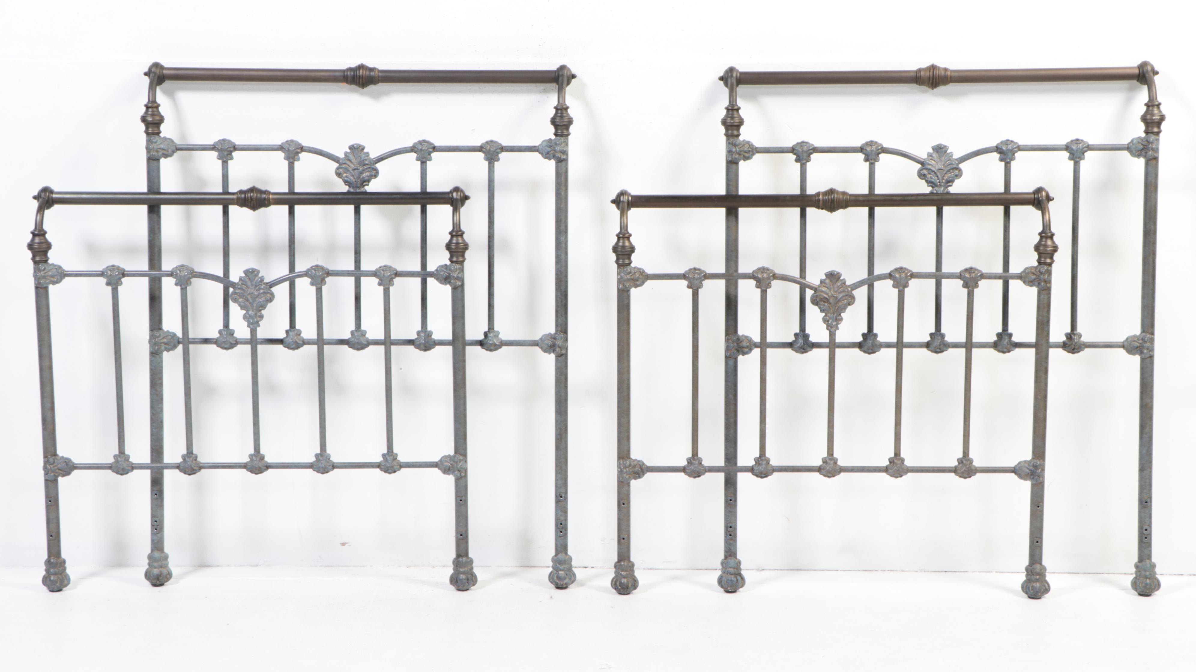 Victorian Style Patinated Metal and Brass Twin Bed Frames EBTH