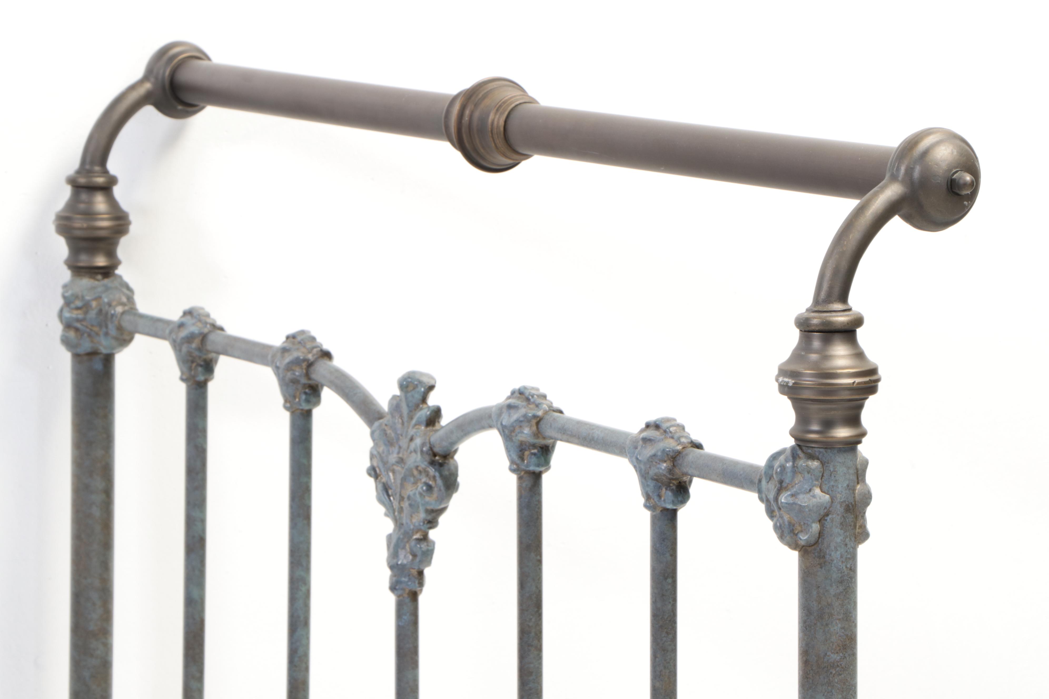 Victorian Style Patinated Metal and Brass Twin Bed Frames