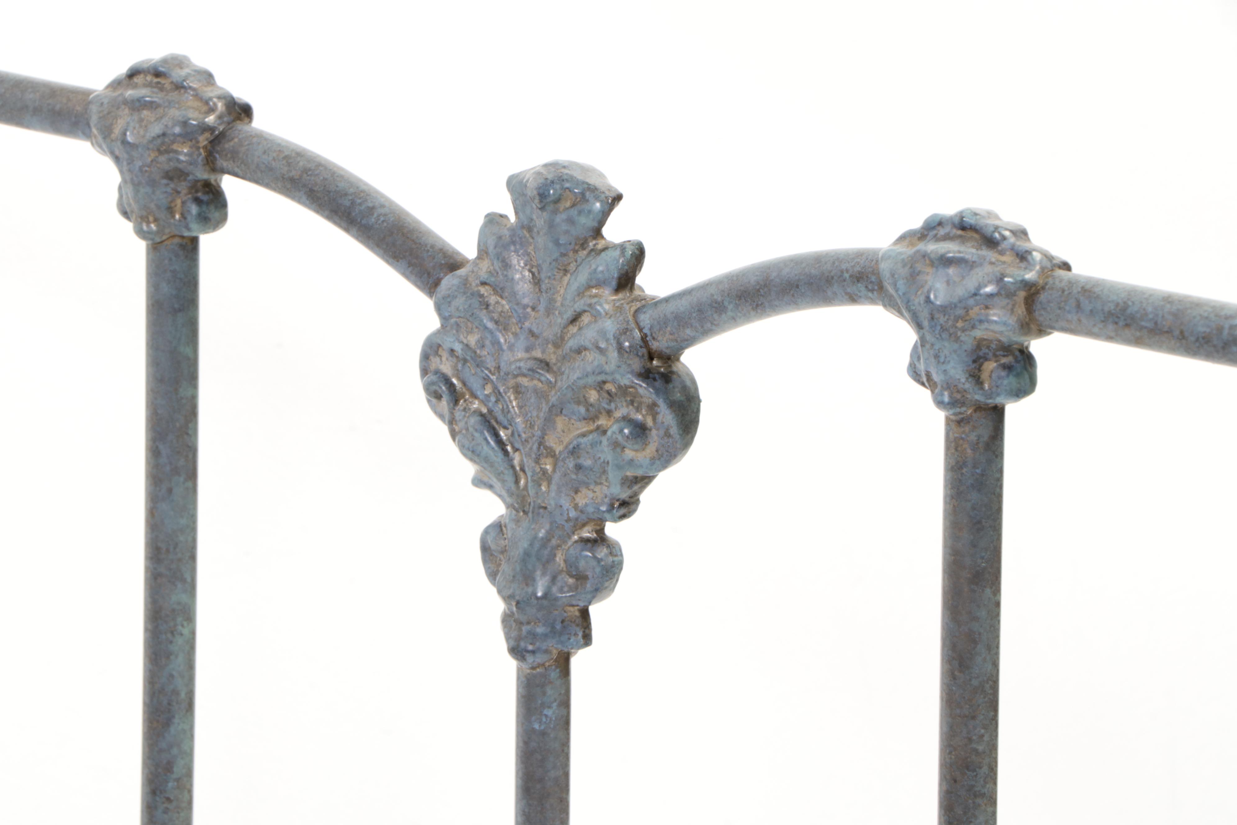 Victorian Style Patinated Metal and Brass Twin Bed Frames