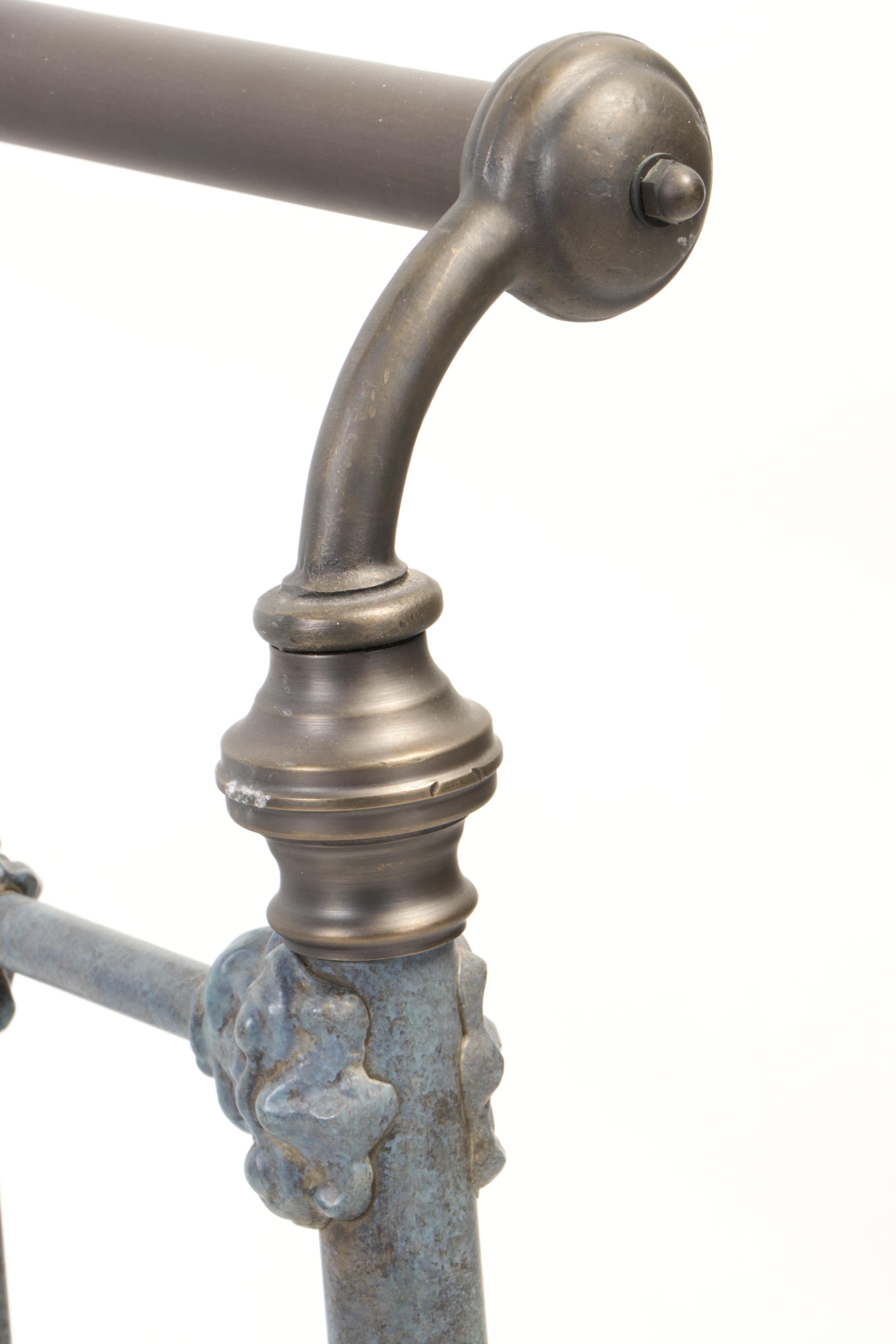 Victorian Style Patinated Metal and Brass Twin Bed Frames