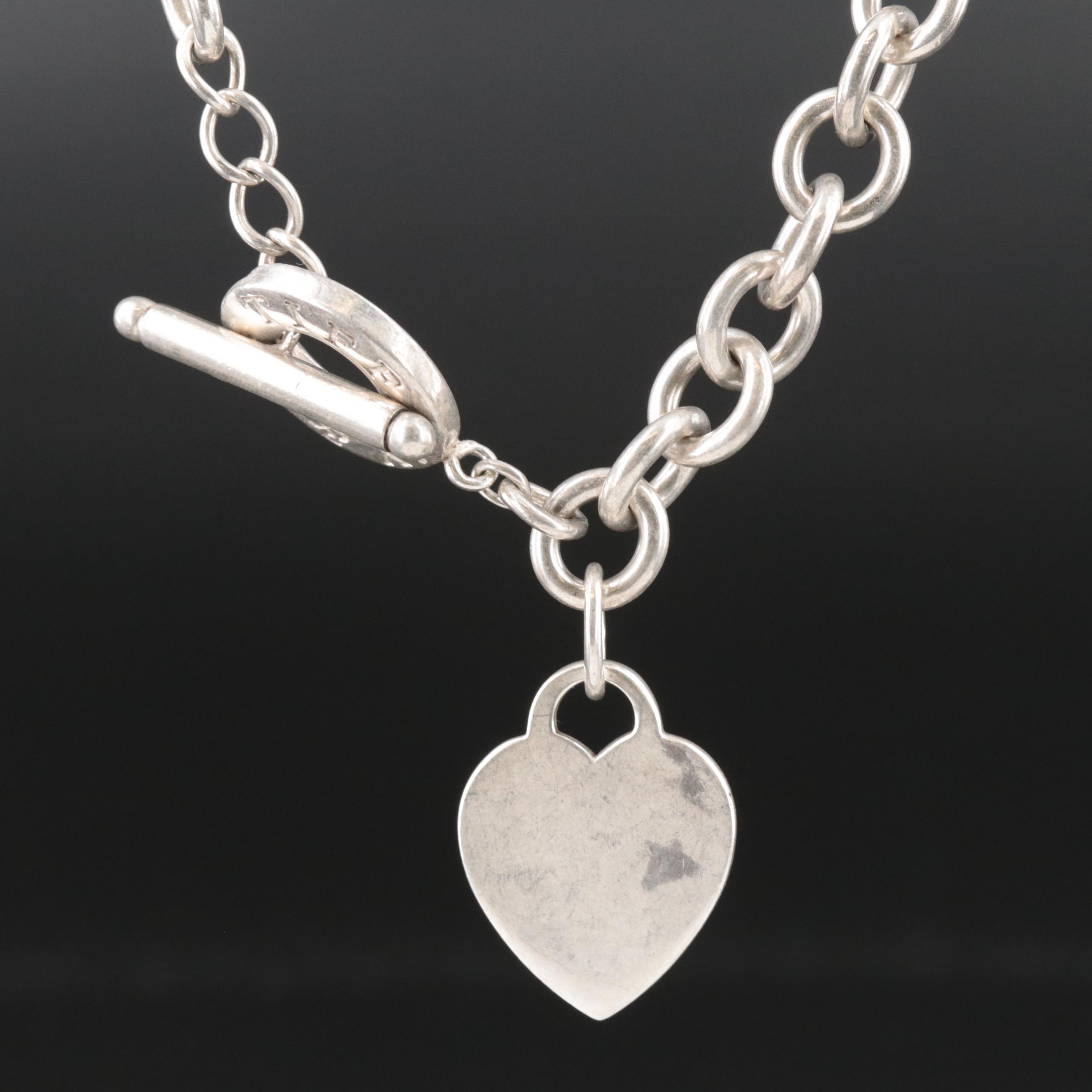 Tiffany & Co. Sterling Heart Tag Toggle Necklace