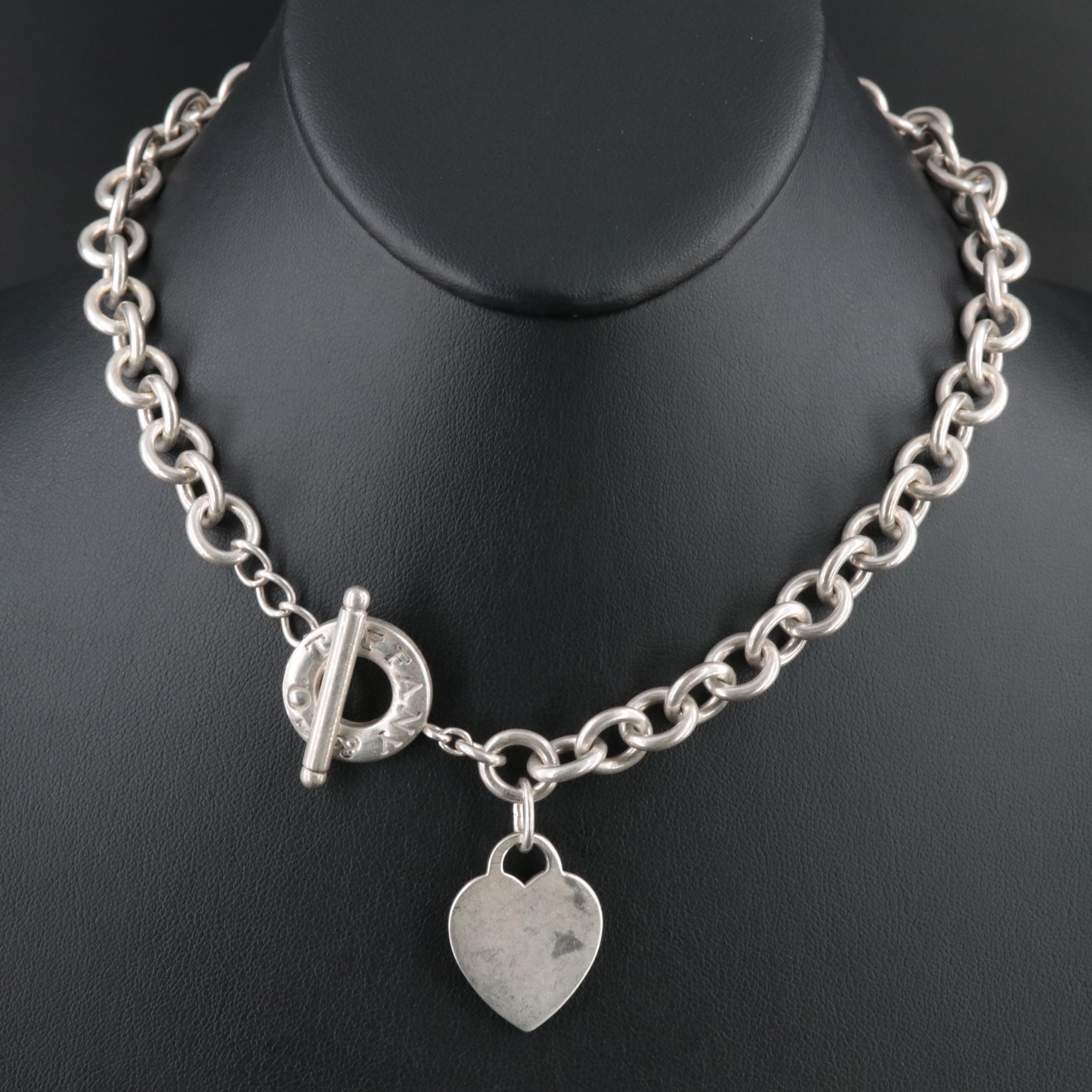 Tiffany & Co. Sterling Heart Tag Toggle Necklace