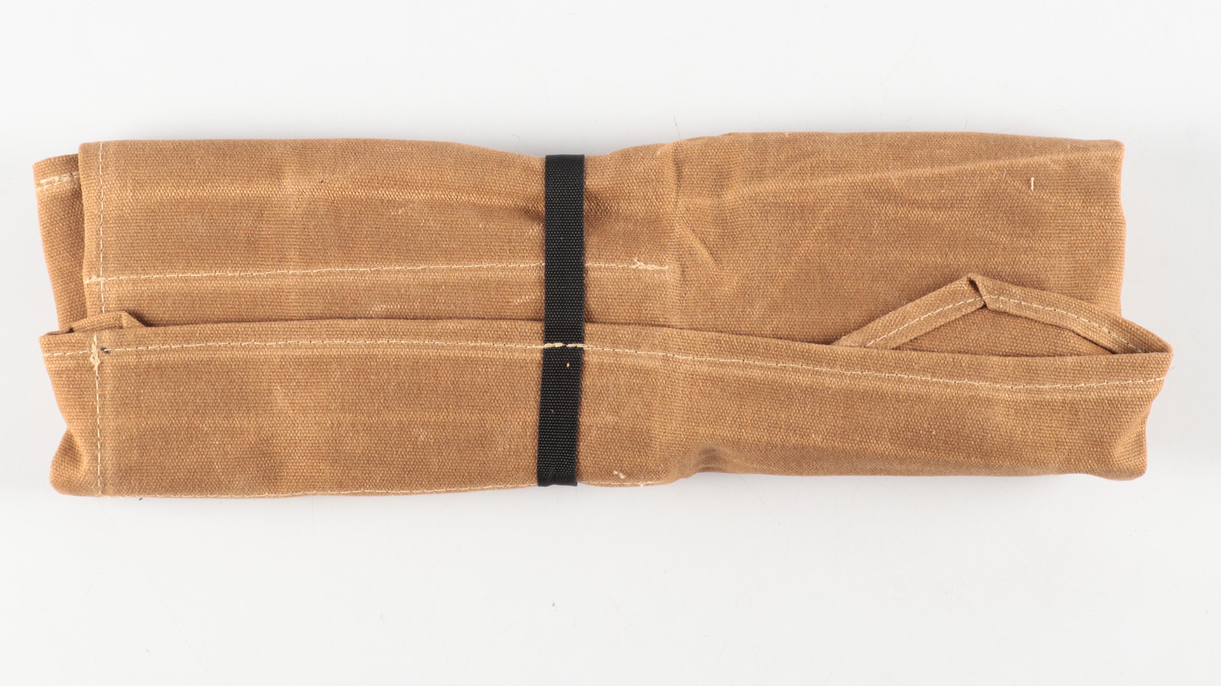 Wooden Handled Carving Set with Knife Roll