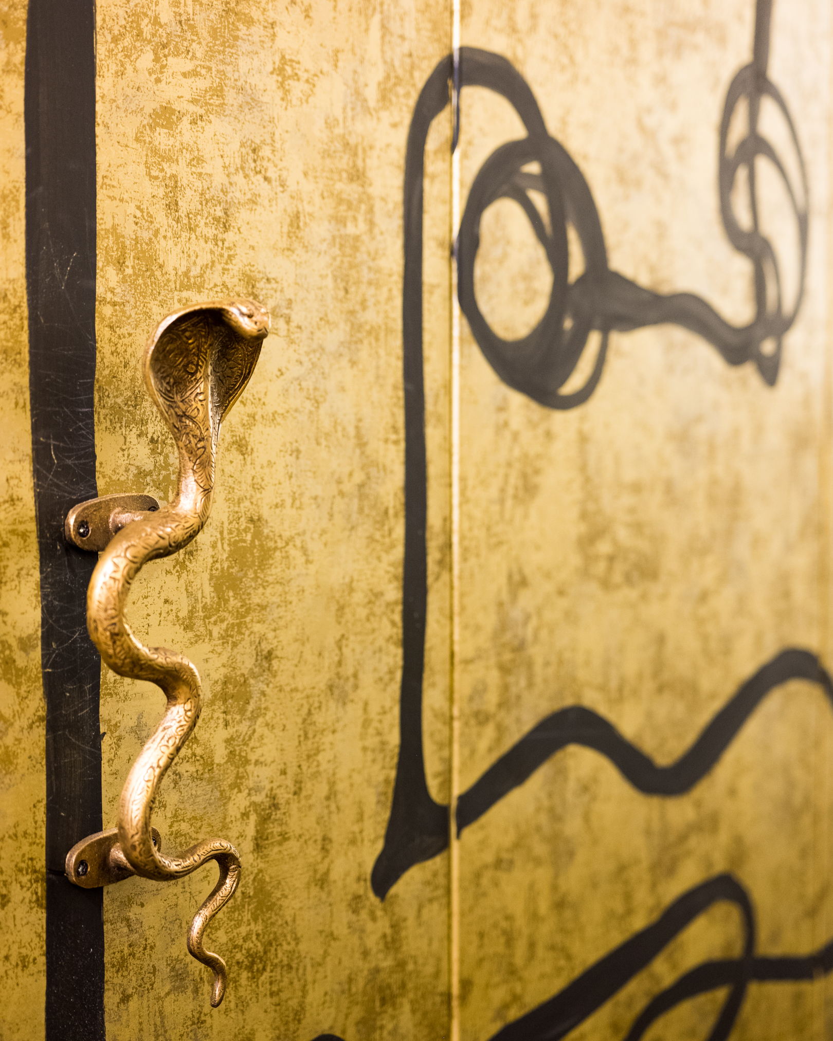 Vinyl Laminated Wardrobe Cabinets with Metallic Graphic Wrap and Cobra Handle