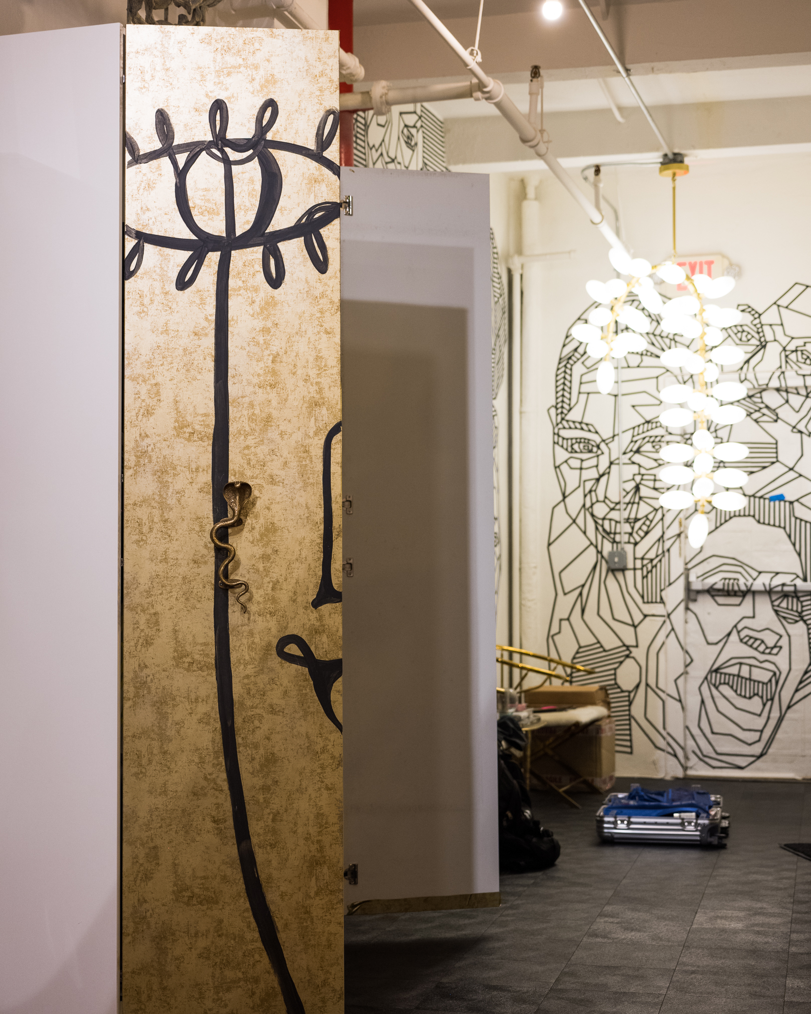 Vinyl Laminated Wardrobe Cabinets with Metallic Graphic Wrap and Cobra Handle