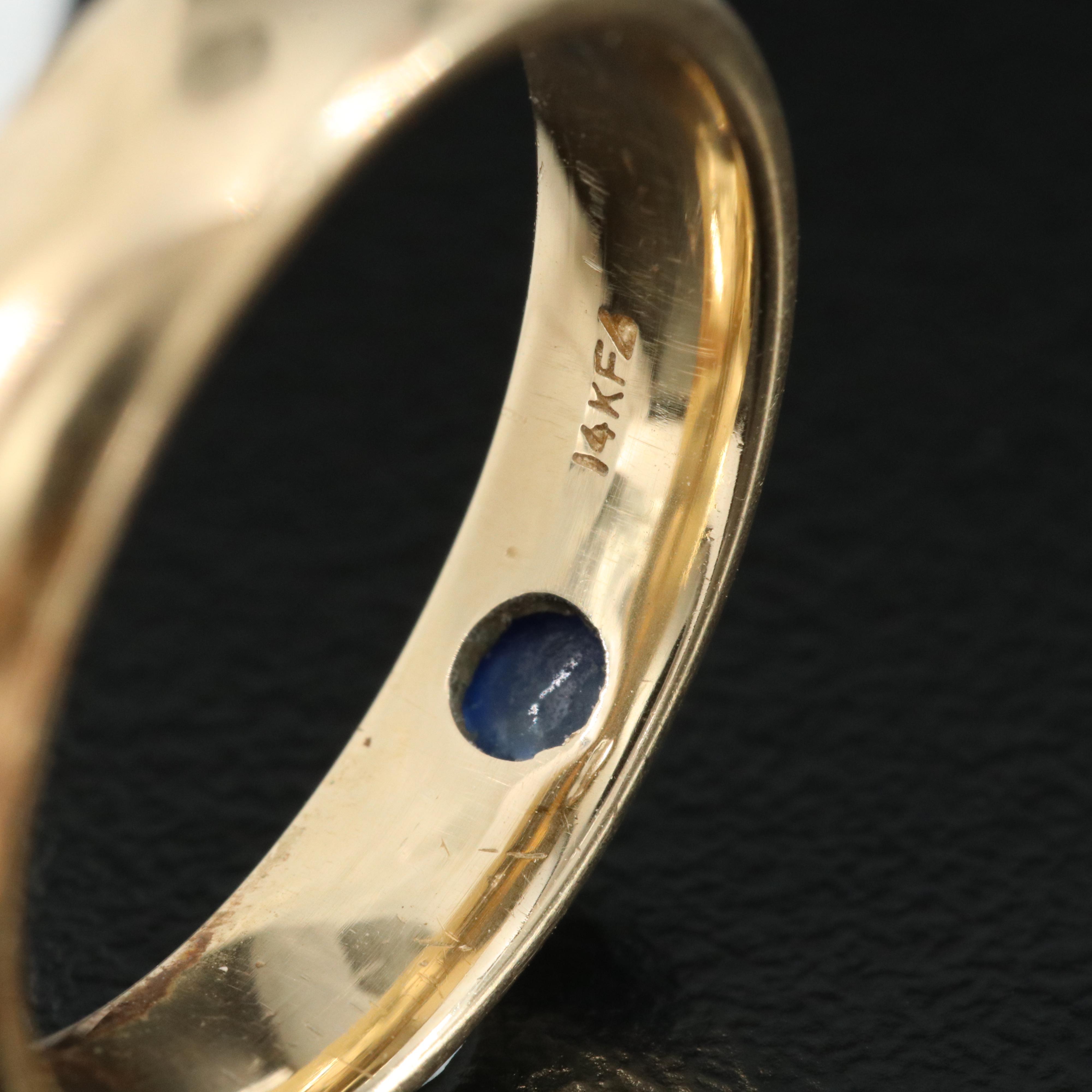 14K Sapphire Solitaire Band