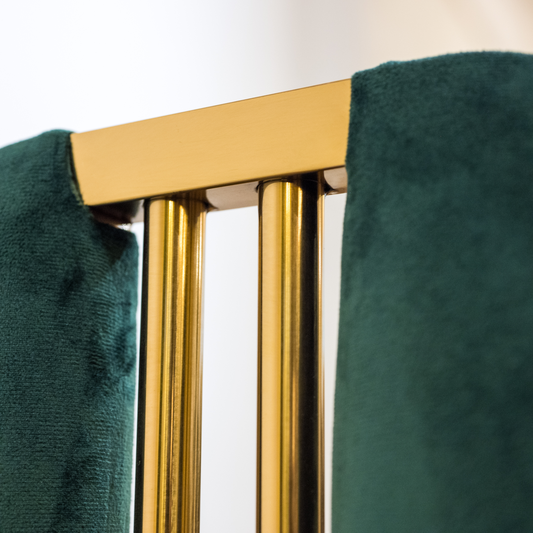 Eight Neuu Design Emporium Modern Brass and Green Velvet-Upholstered Side Chairs