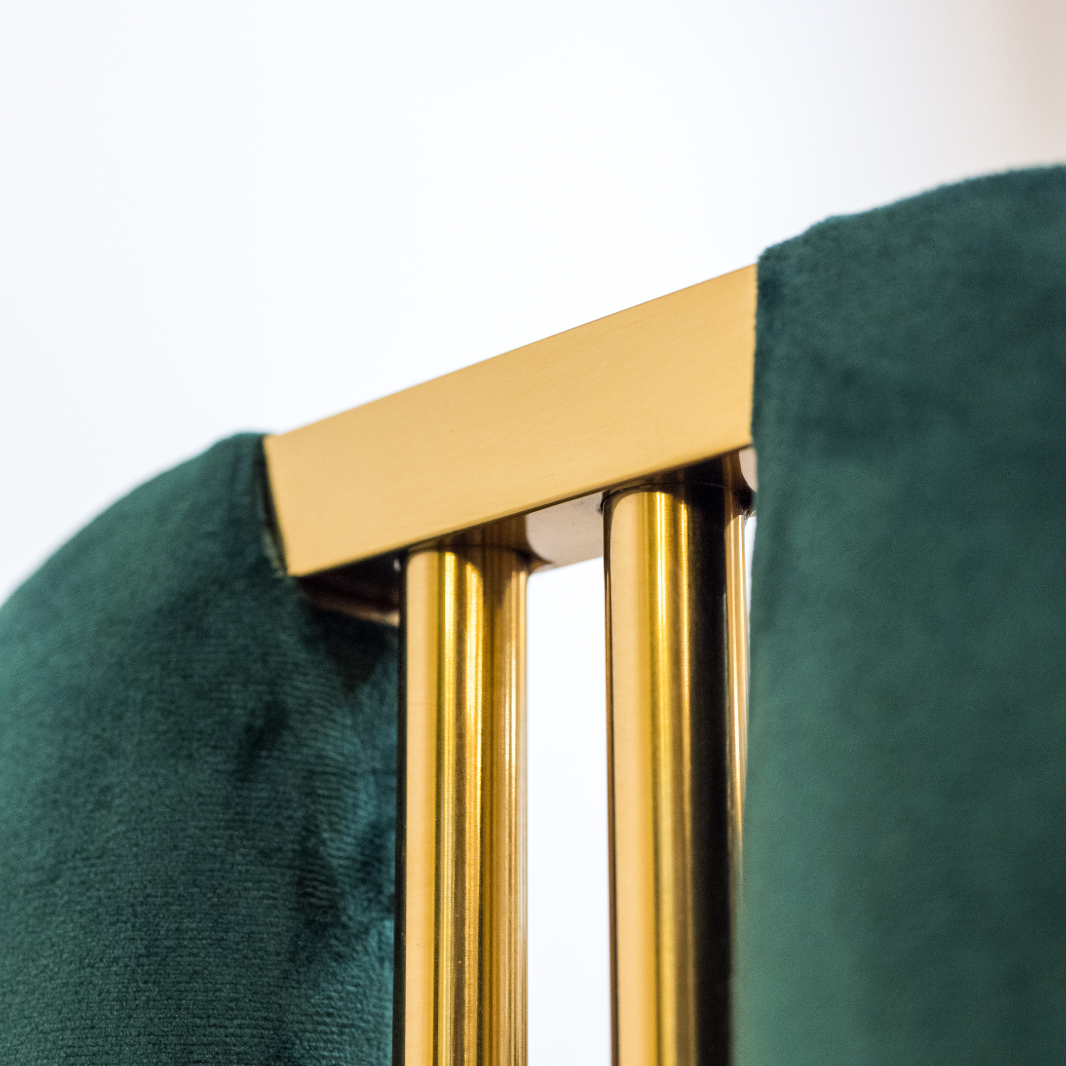 Eight Neuu Design Emporium Modern Brass and Green Velvet-Upholstered Side Chairs