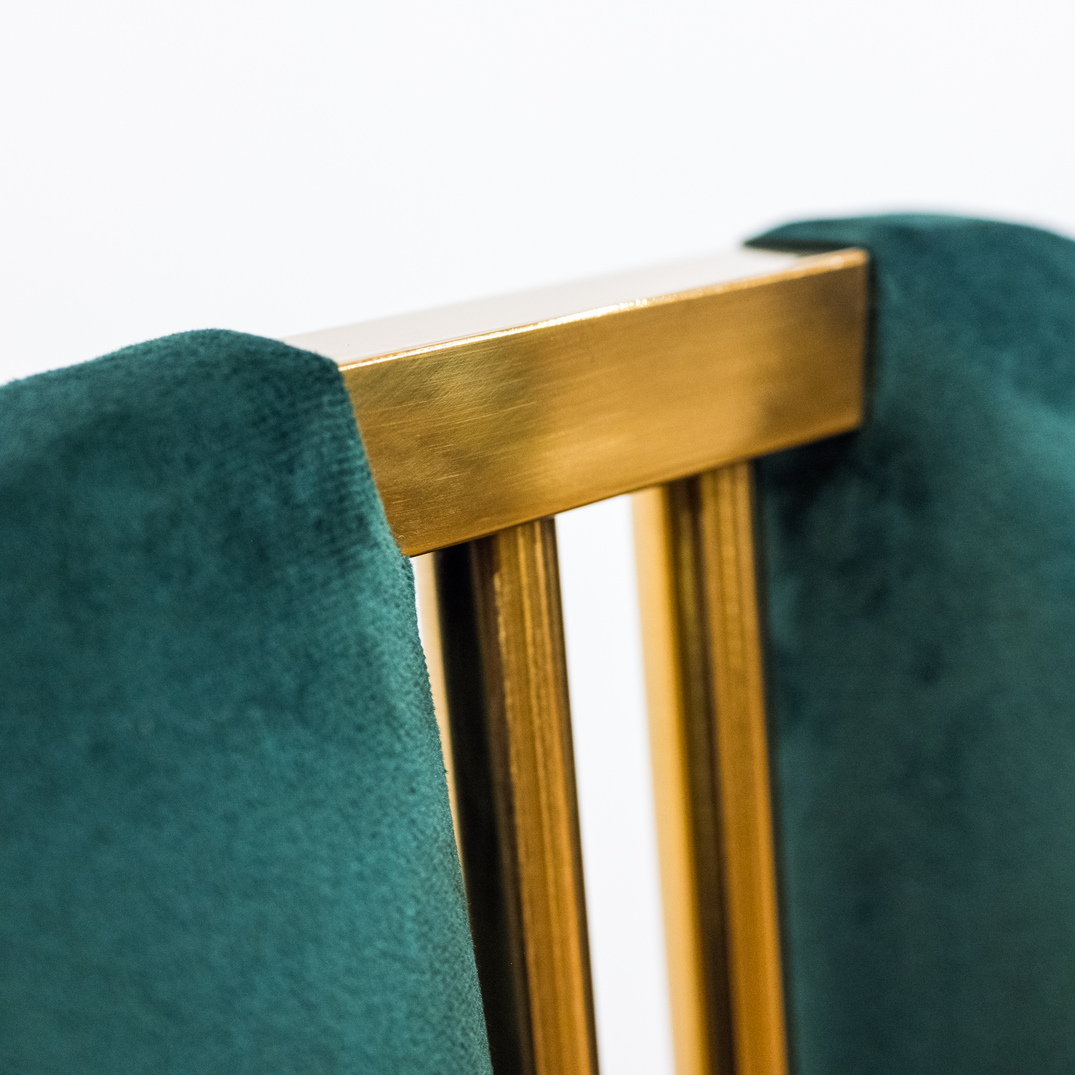 Eight Neuu Design Emporium Modern Brass and Green Velvet-Upholstered Side Chairs