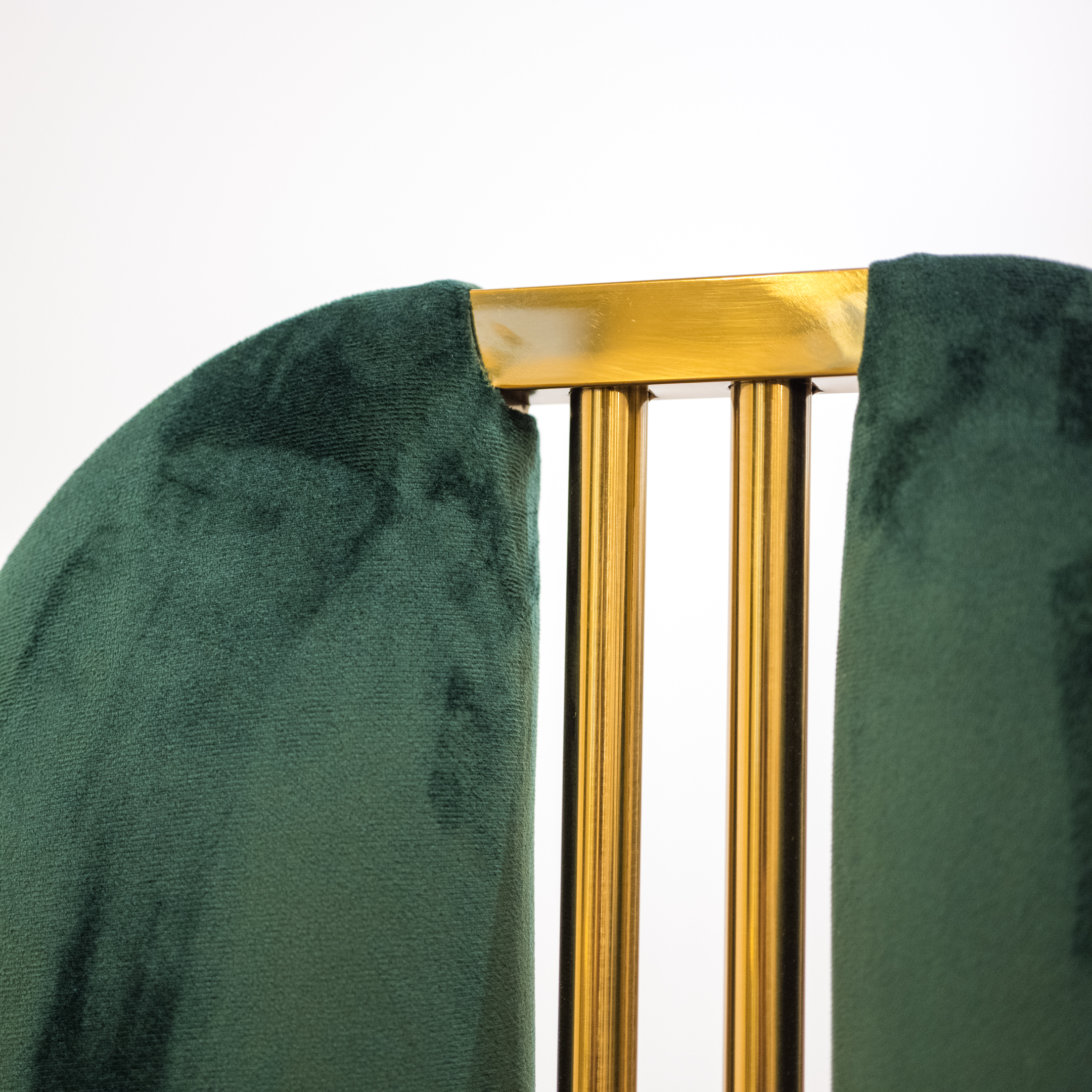 Eight Neuu Design Emporium Modern Brass and Green Velvet-Upholstered Side Chairs