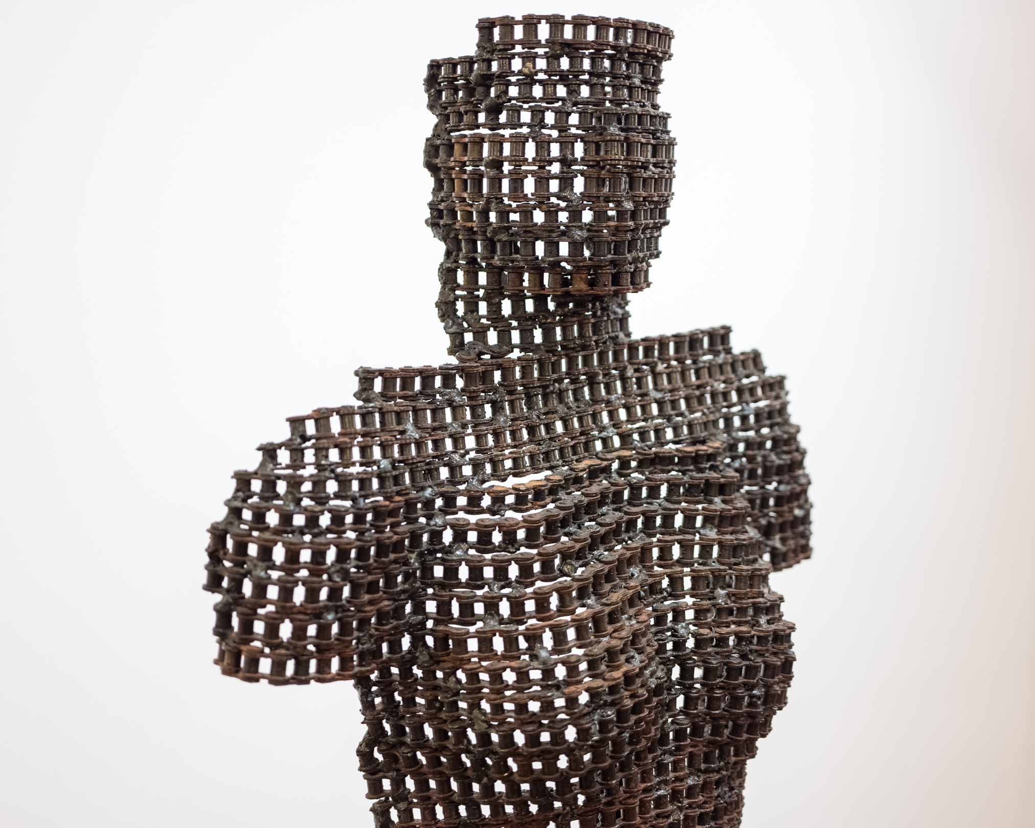 Female-Form Welded Chain Sculpture on Adjustable Stand