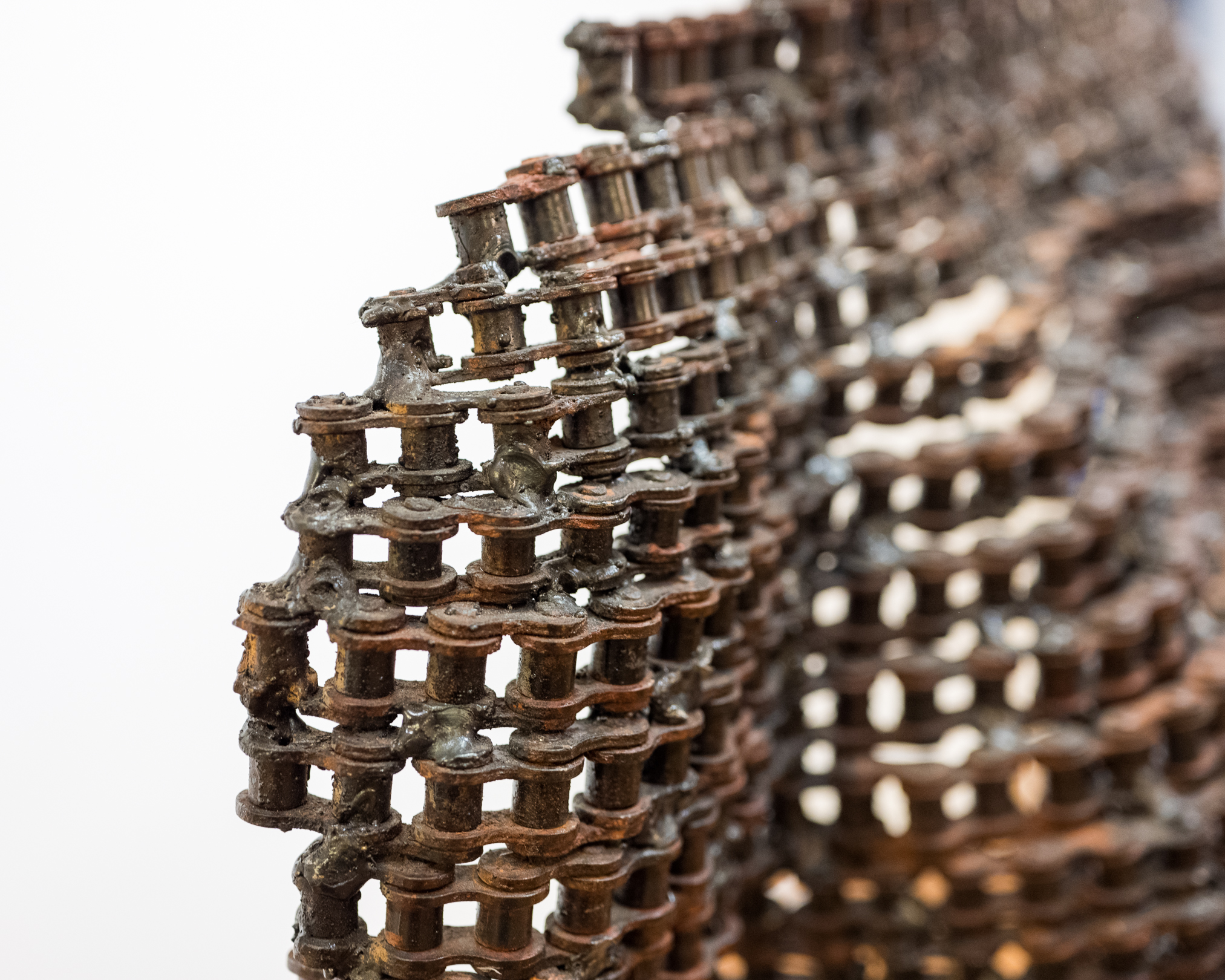 Female-Form Welded Chain Sculpture on Adjustable Stand