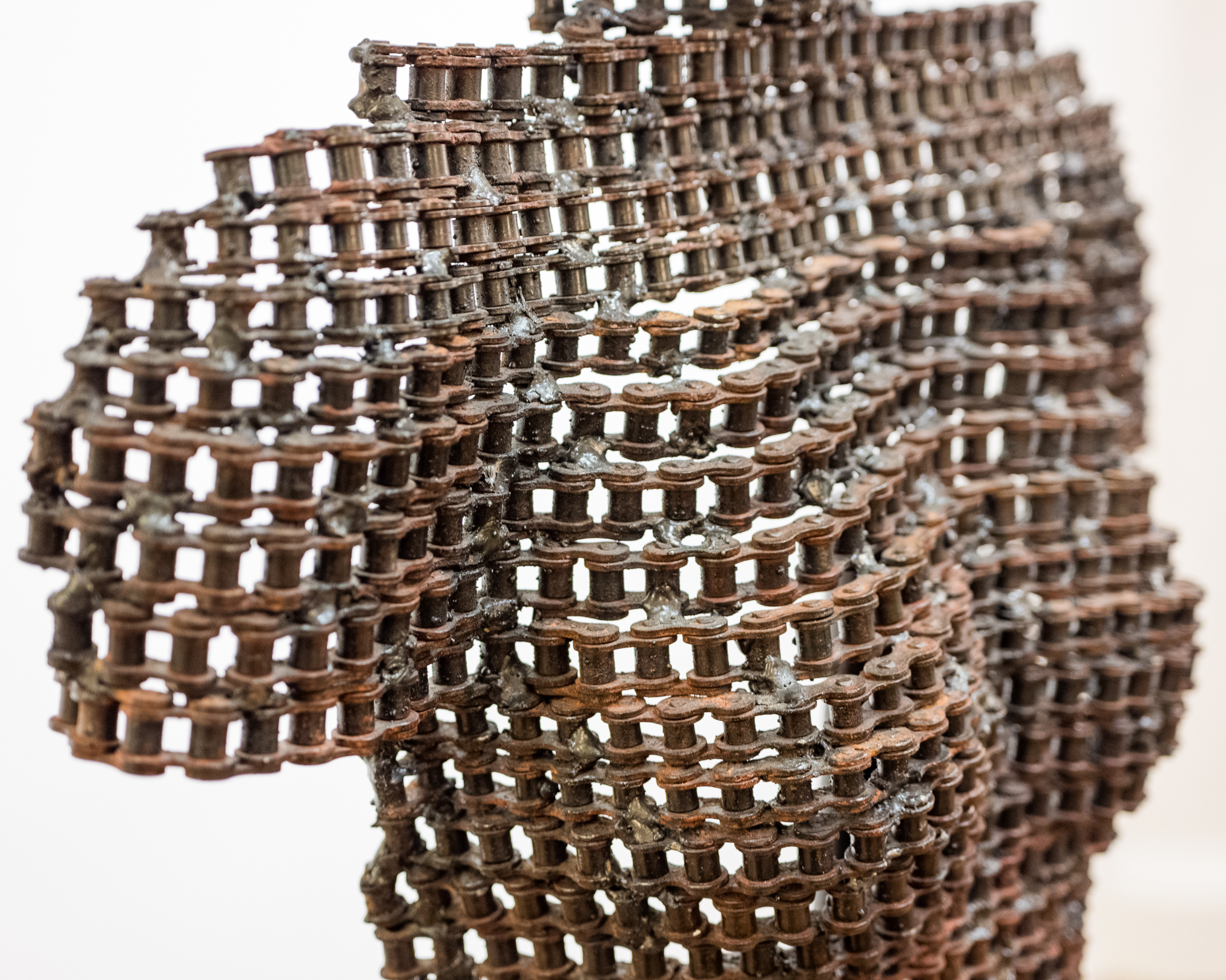 Female-Form Welded Chain Sculpture on Adjustable Stand