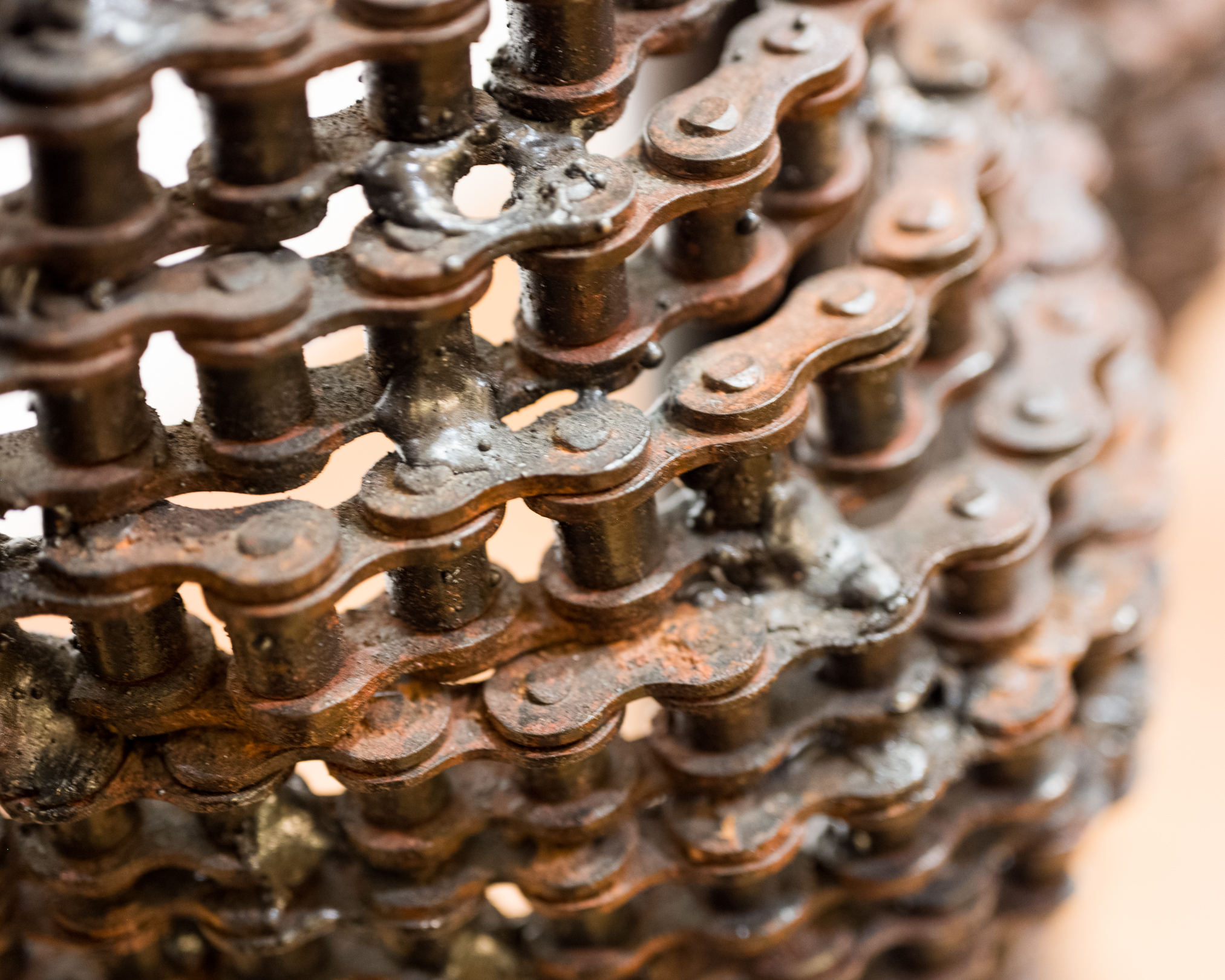 Female-Form Welded Chain Sculpture on Adjustable Stand