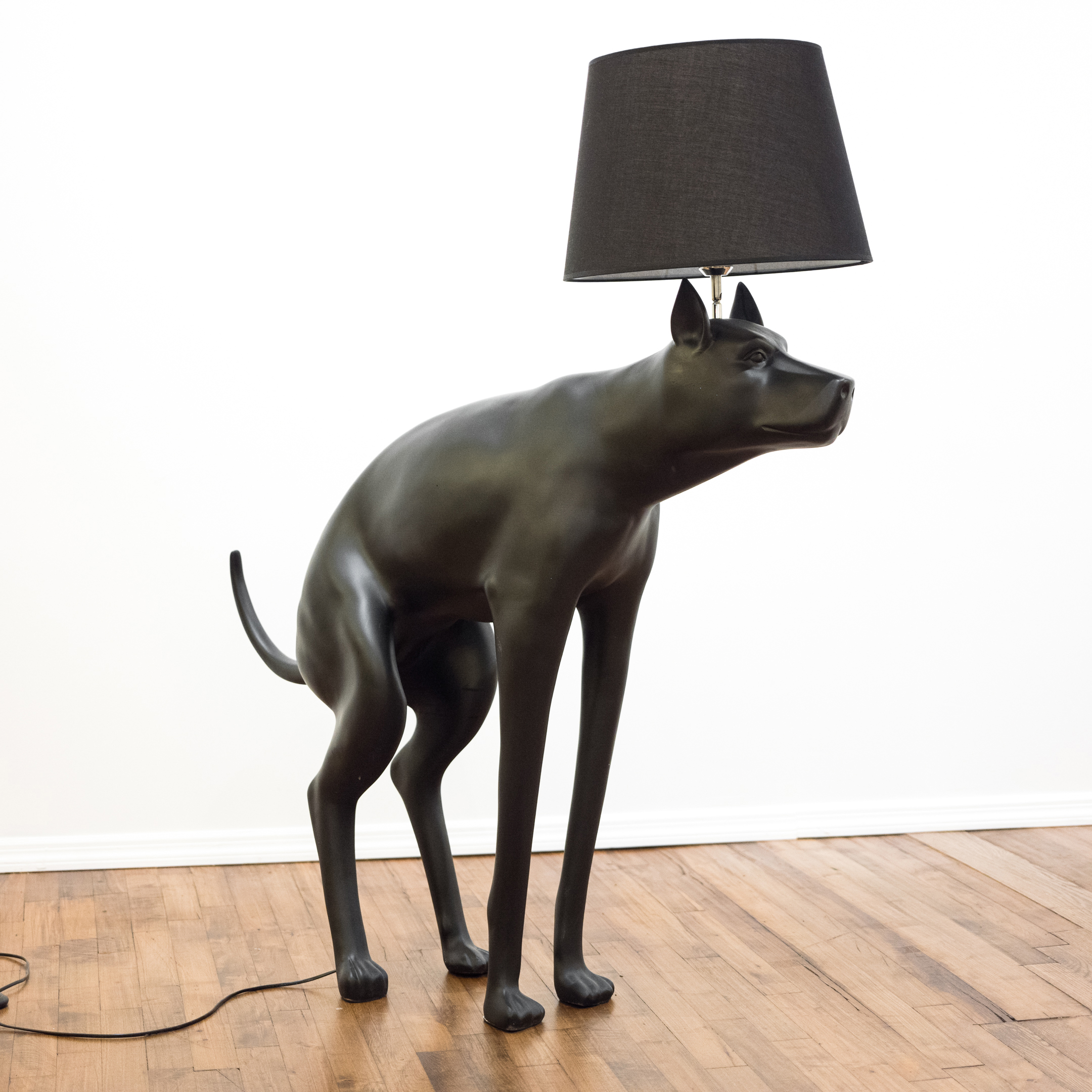 Neuu Design Emporium Black Composite Figural Dog Floor Lamp