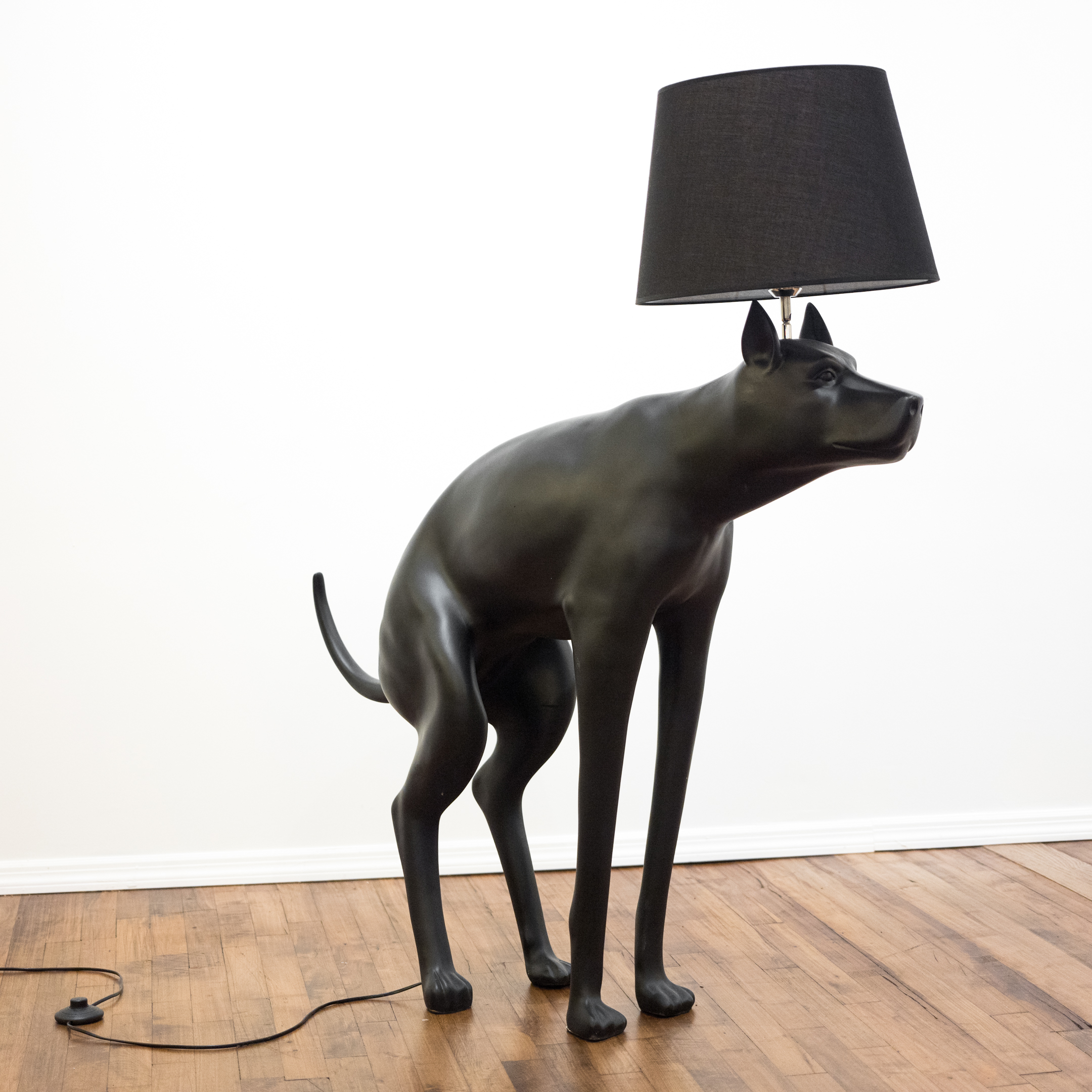 Neuu Design Emporium Black Composite Figural Dog Floor Lamp