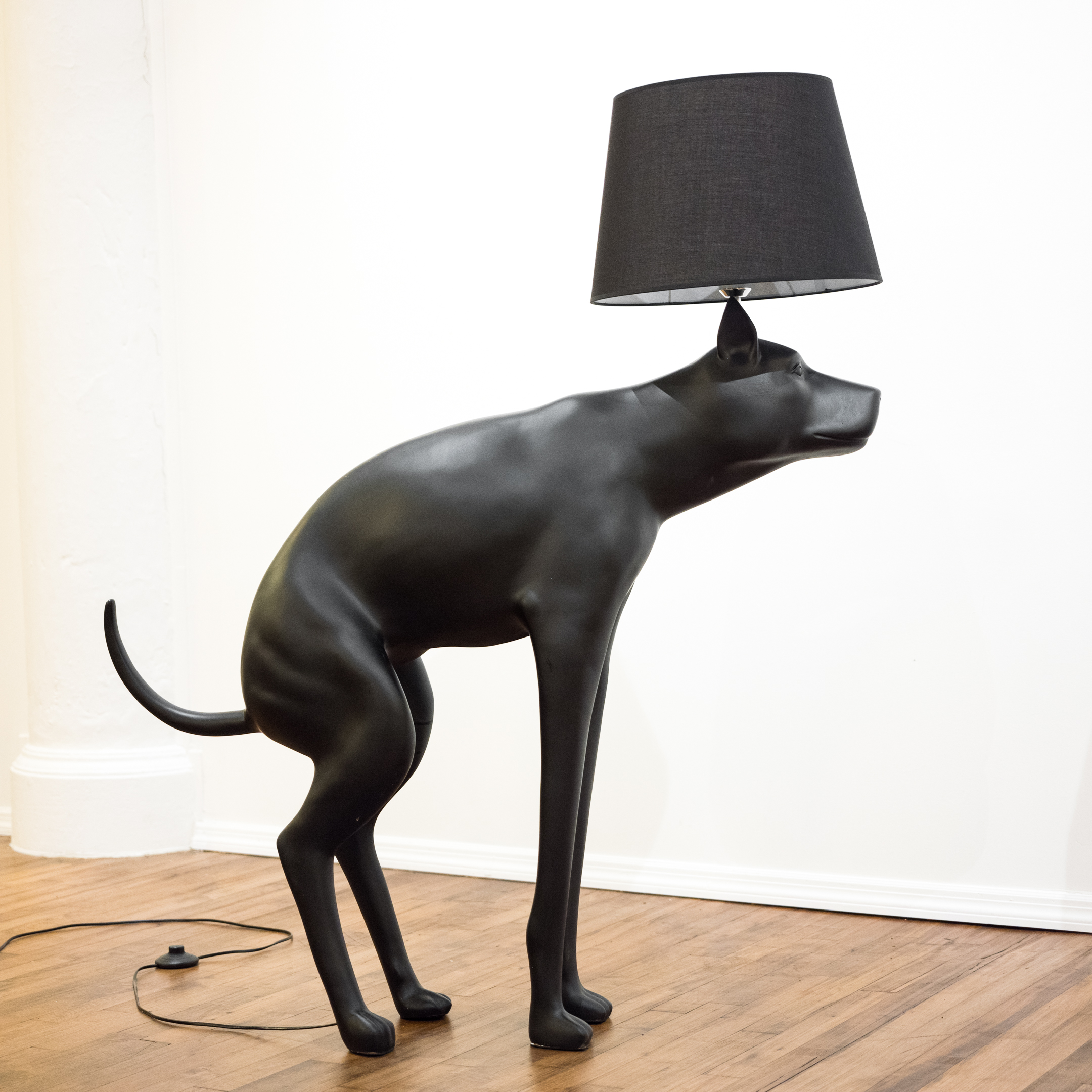 Neuu Design Emporium Black Composite Figural Dog Floor Lamp