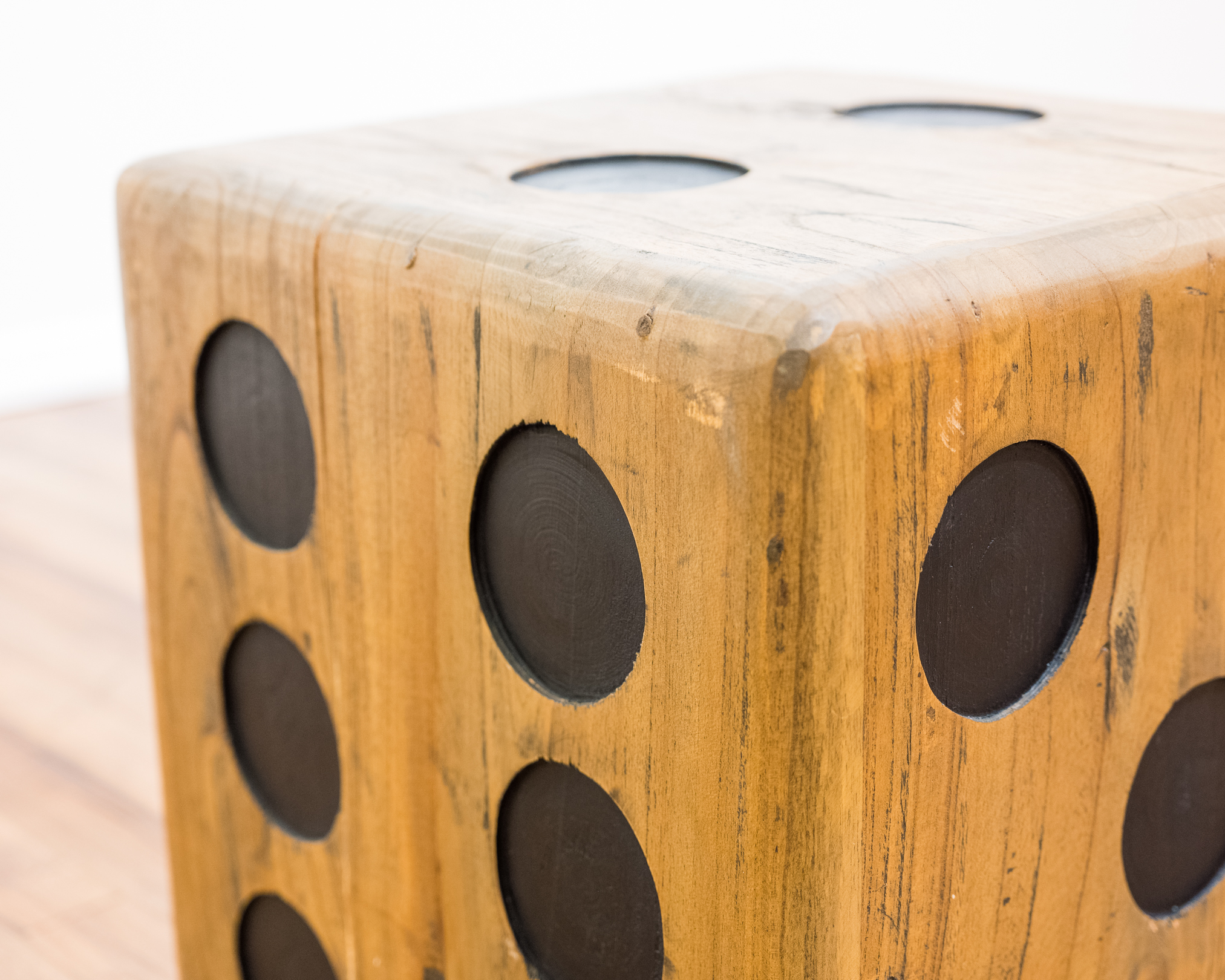 Wooden Dice Form Side Table