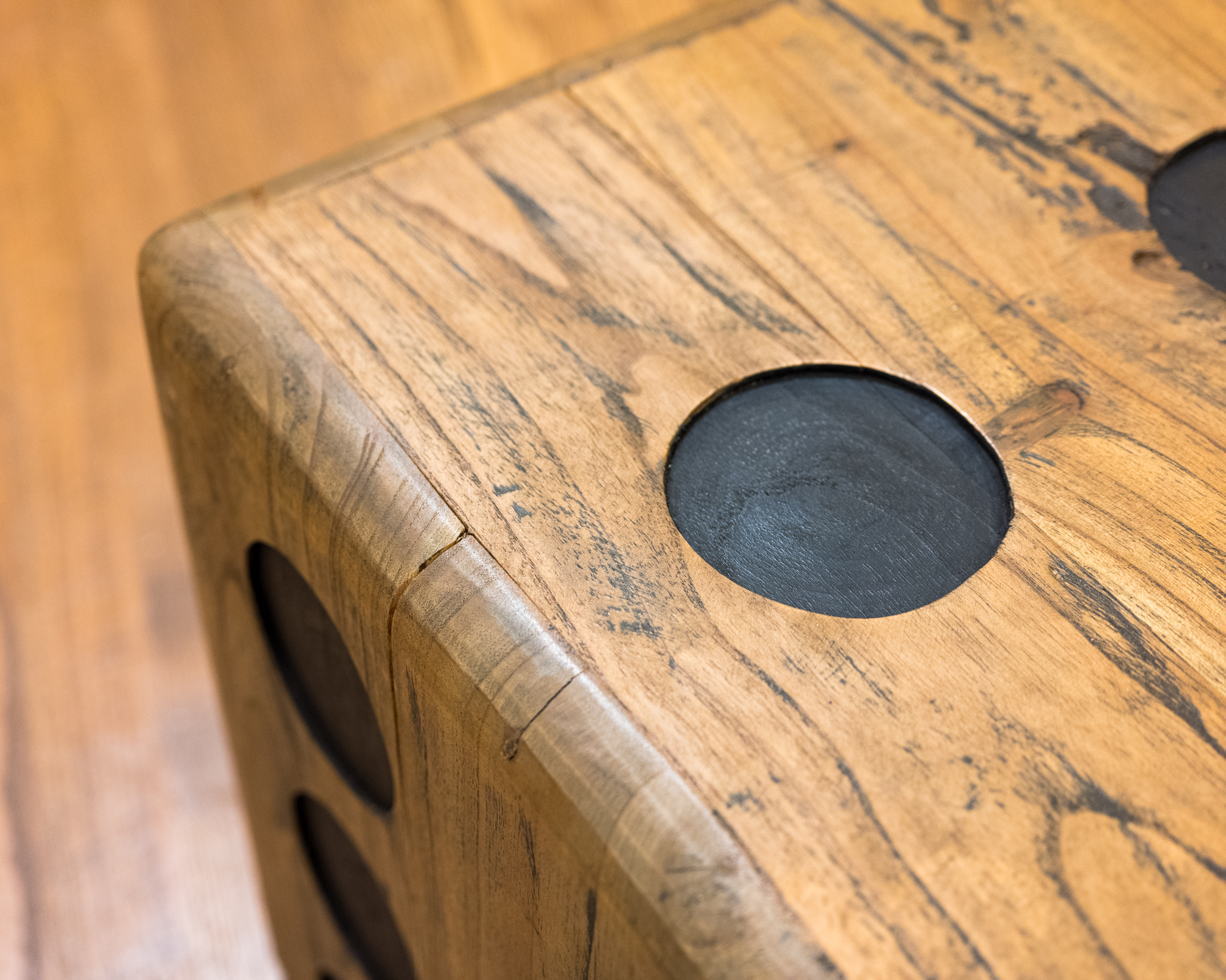 Wooden Dice Form Side Table