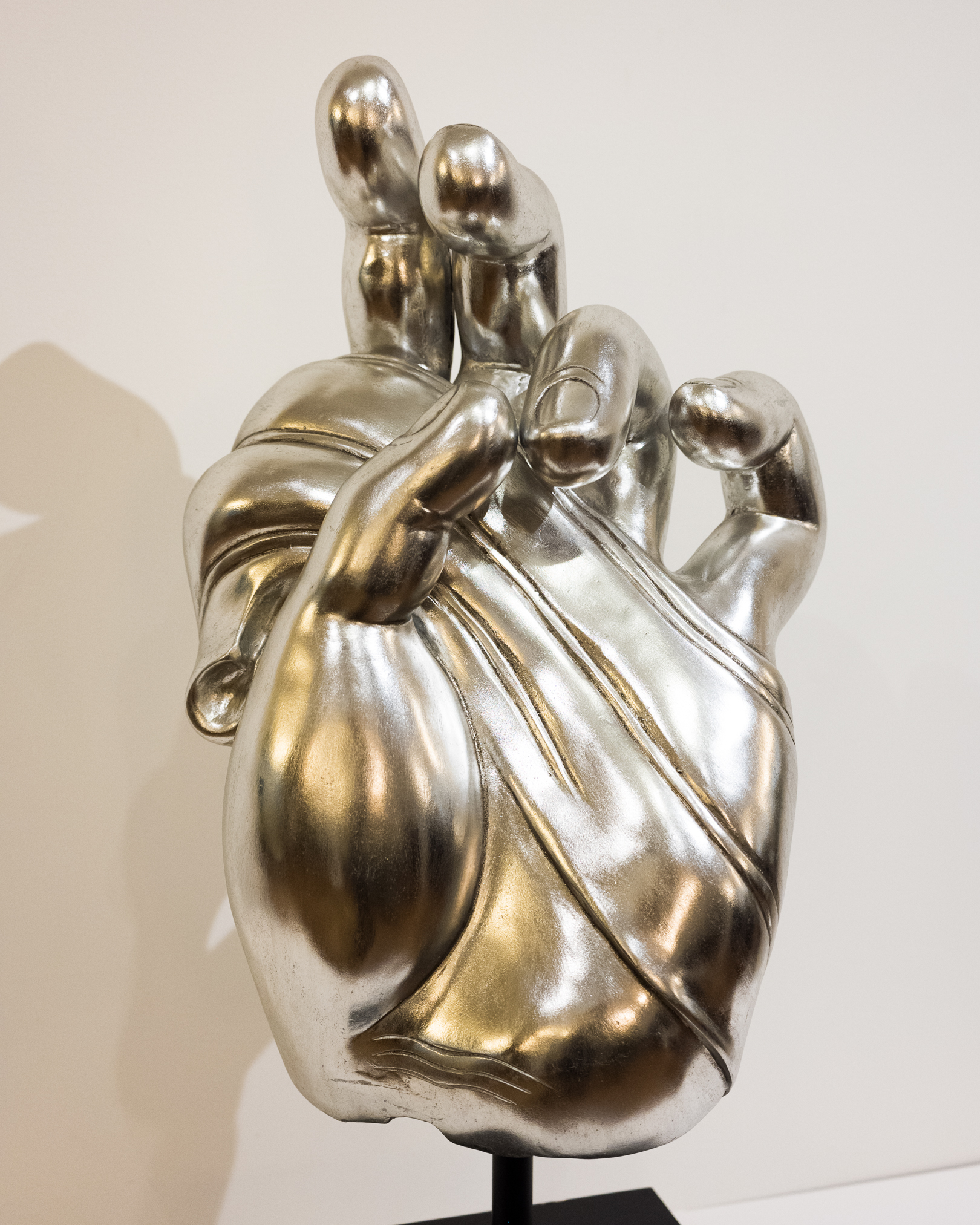 Metal Hand Sculpture on Painted Black Stand, 21st Century