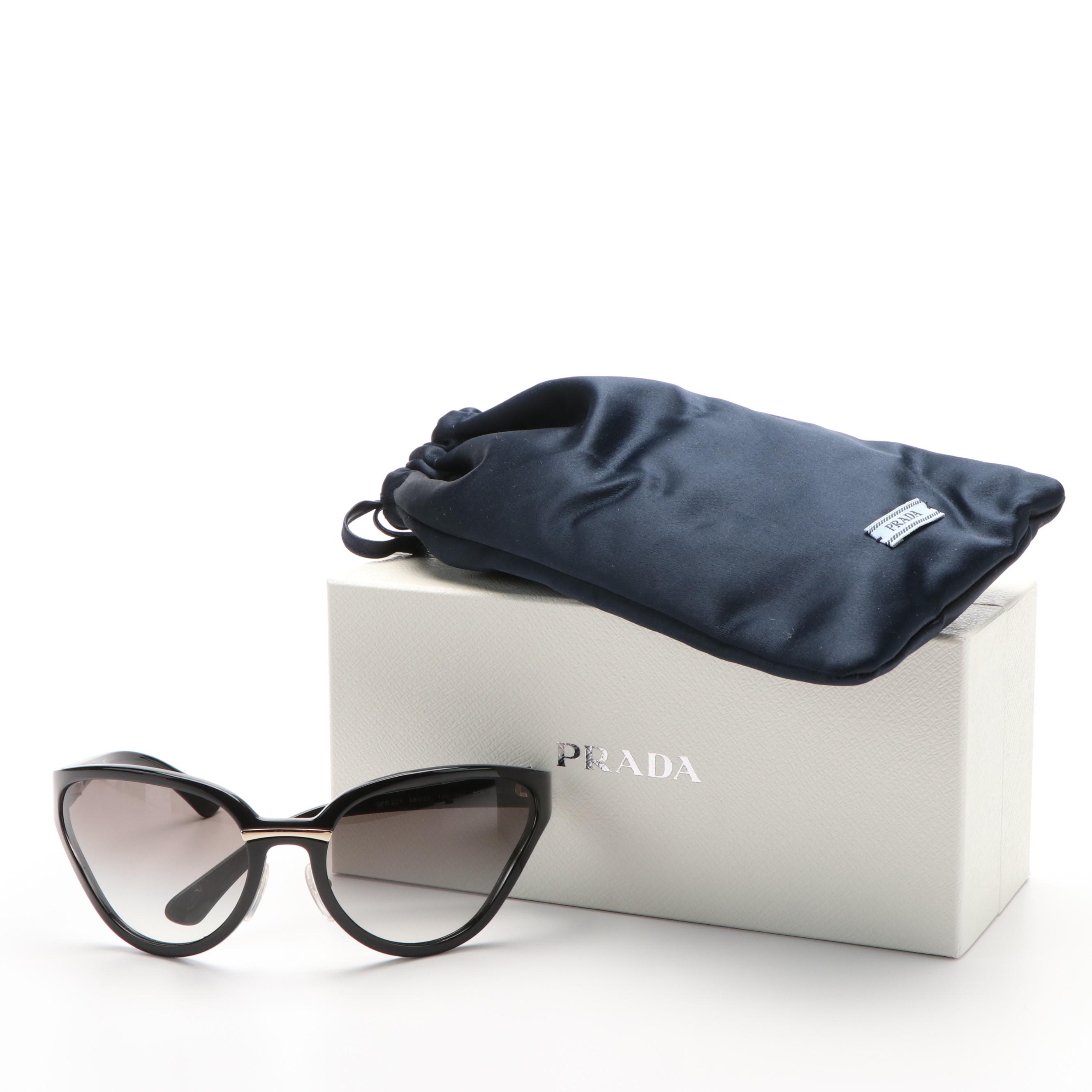 Prada PR22VS Butterfly Black and Grey Sunglasses With Box