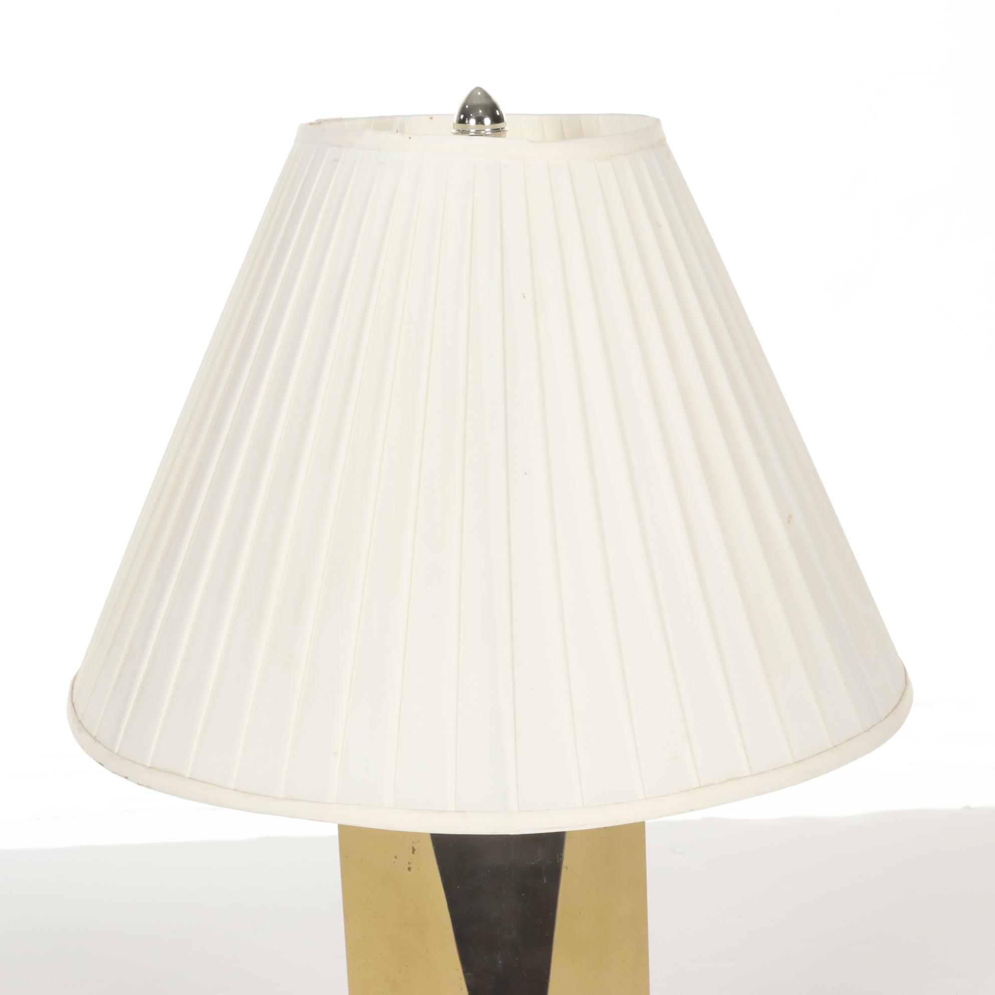 Mid Century Modern Style Brass and Nickle Sculptural Table Lamp