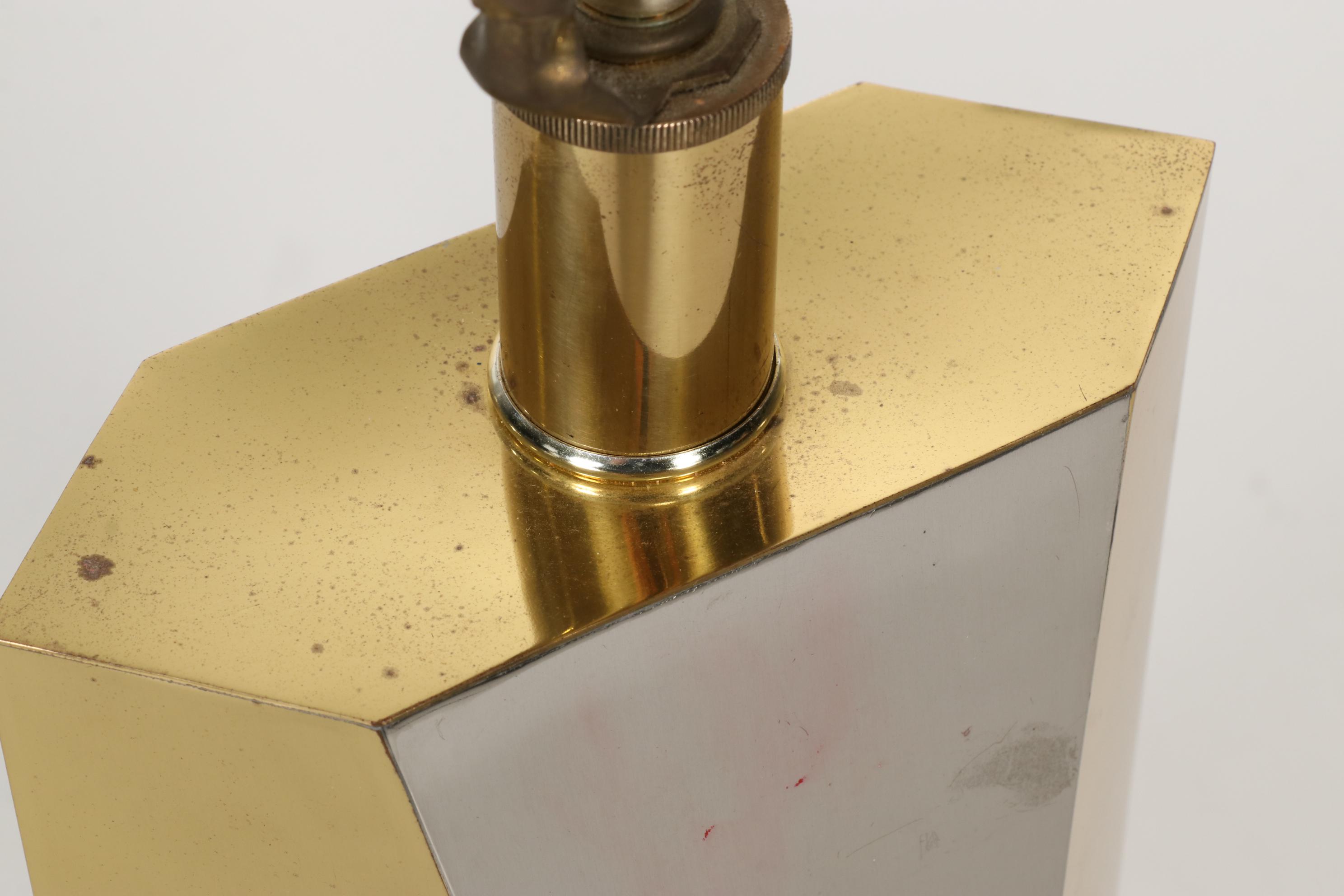 Mid Century Modern Style Brass and Nickle Sculptural Table Lamp