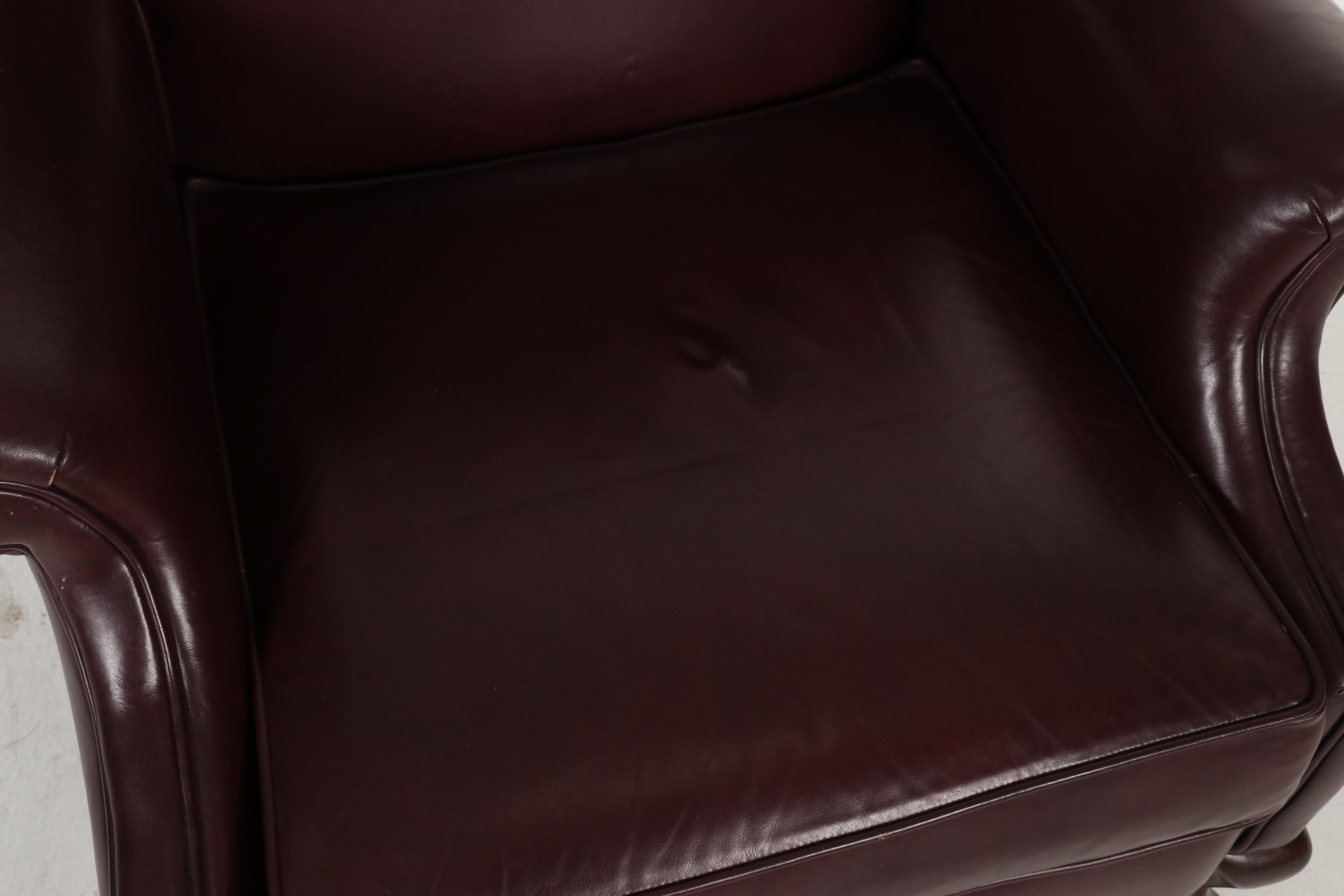 Norwalk Furniture Queen Anne Style Faux Leather and Hardwood Wingback Recliner