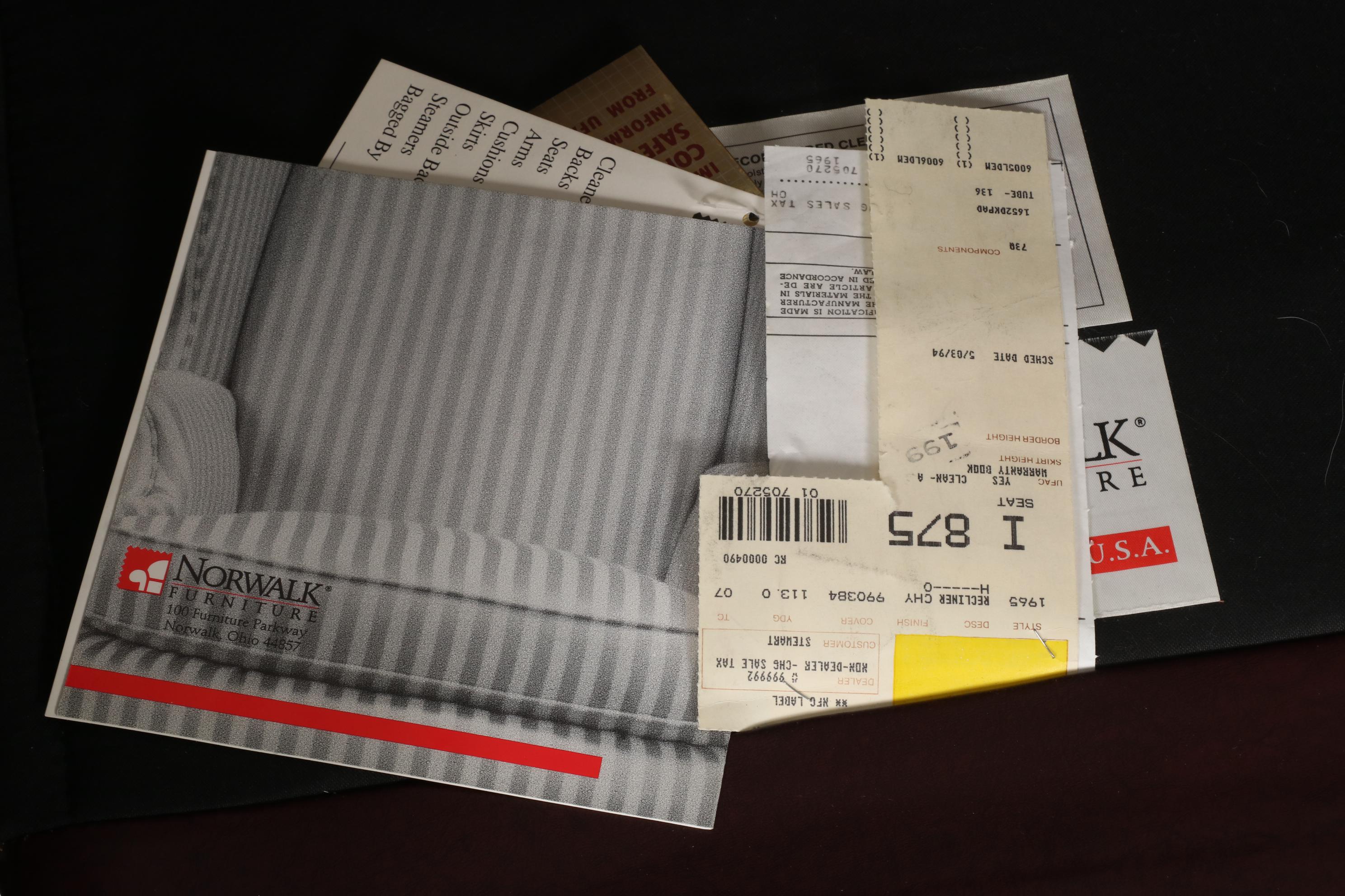 Norwalk Furniture Queen Anne Style Faux Leather and Hardwood Wingback Recliner