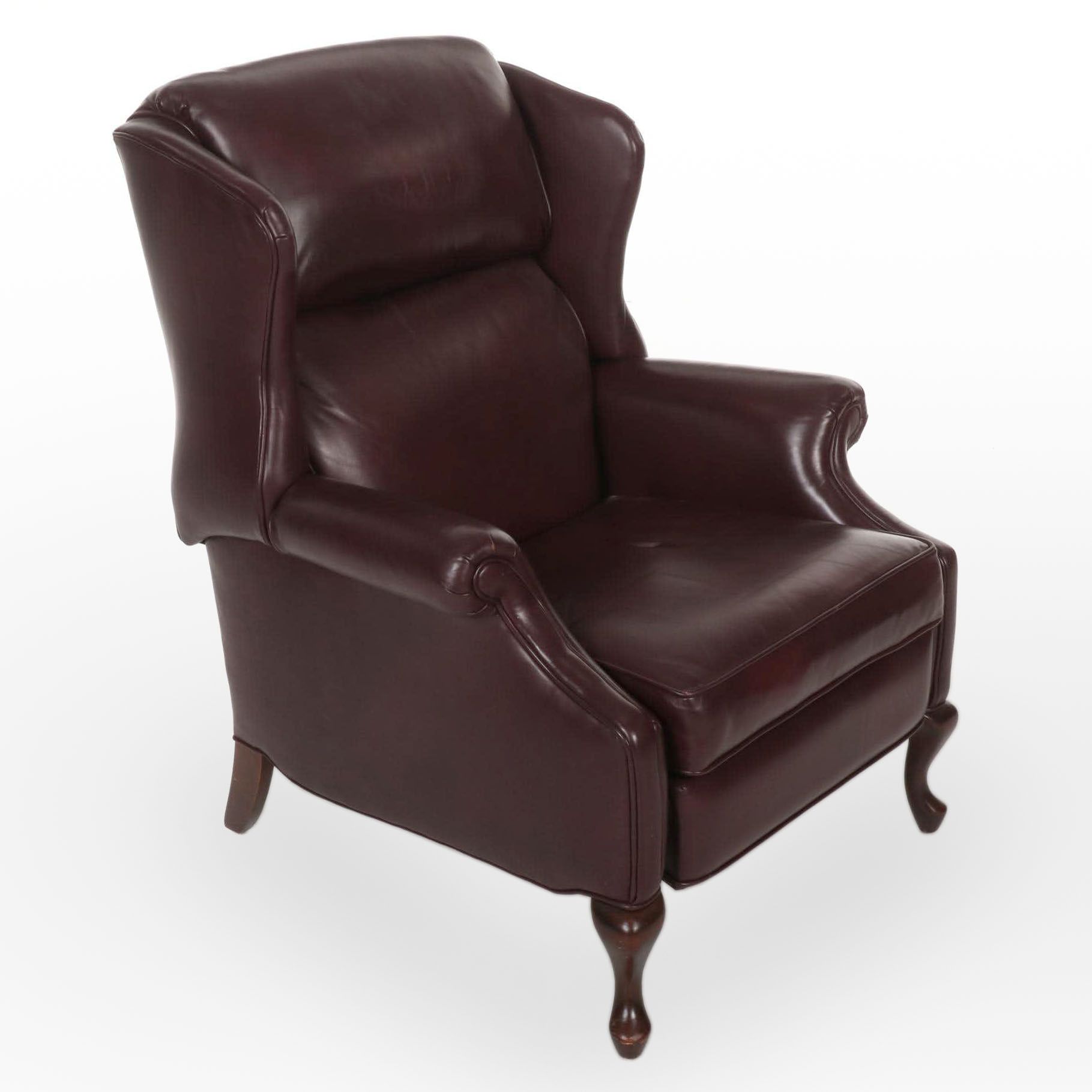 Norwalk Furniture Queen Anne Style Faux Leather and Hardwood Wingback Recliner