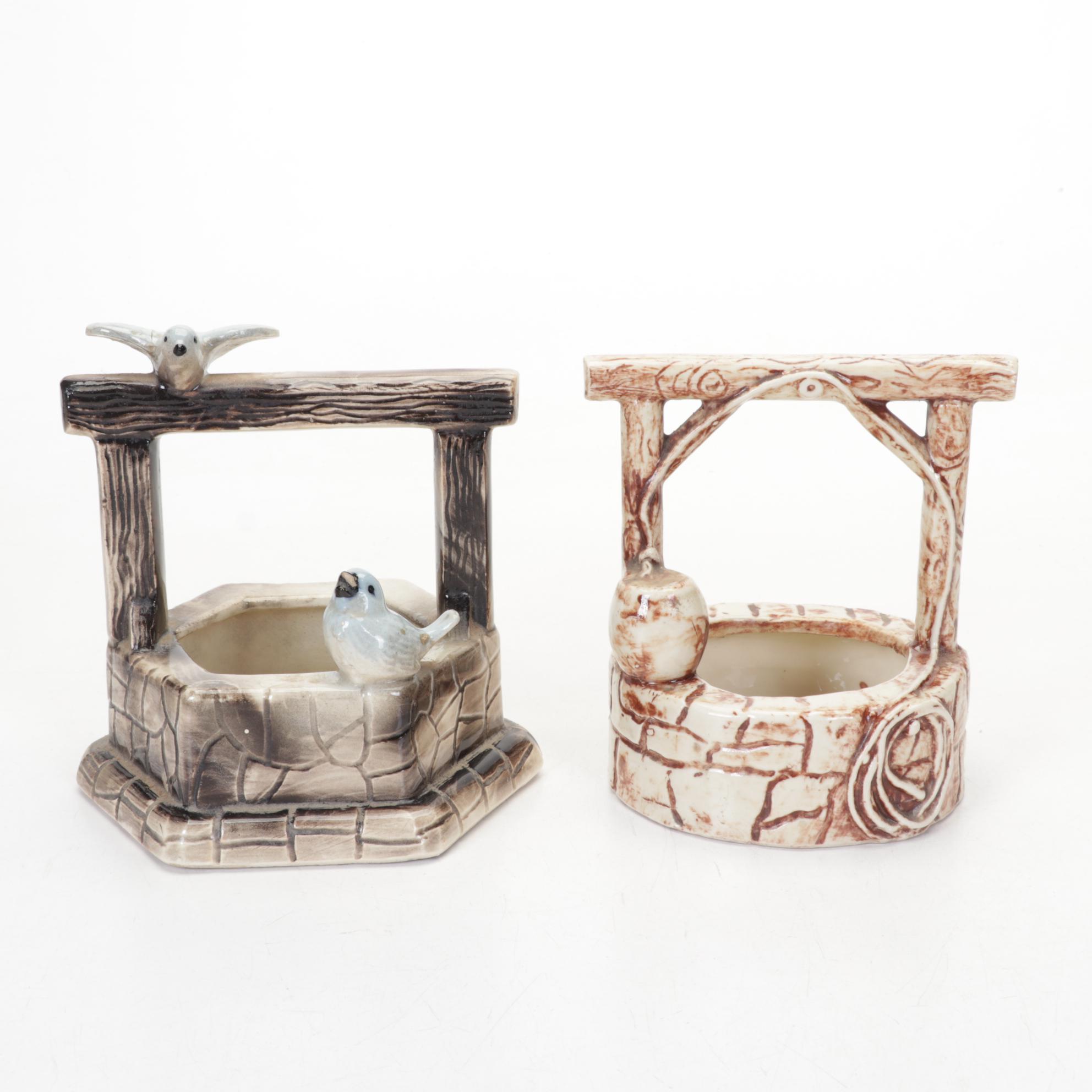 Victorian Style Glass and Metal Lamp, Ceramic Figurines and Porcelain Plates