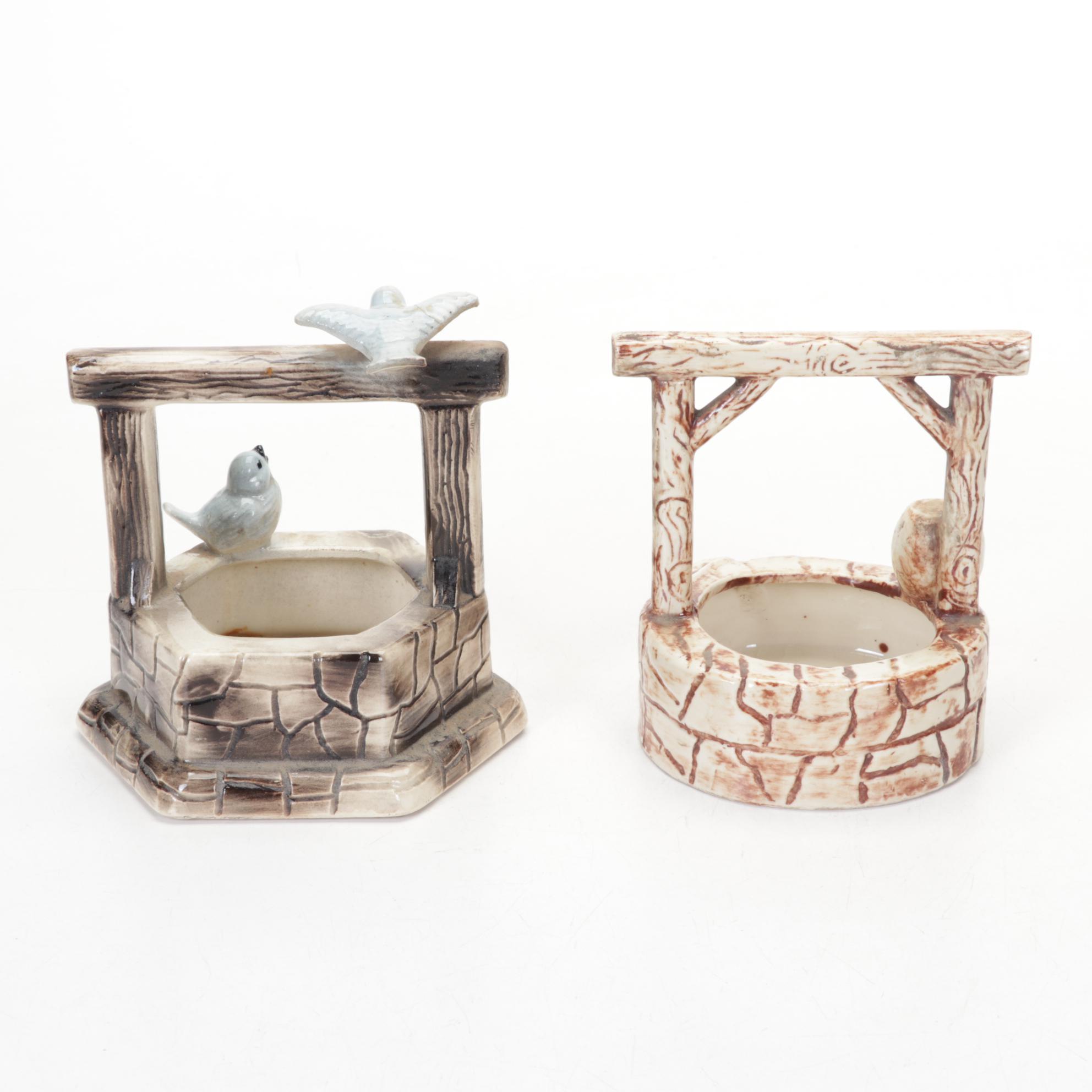 Victorian Style Glass and Metal Lamp, Ceramic Figurines and Porcelain Plates