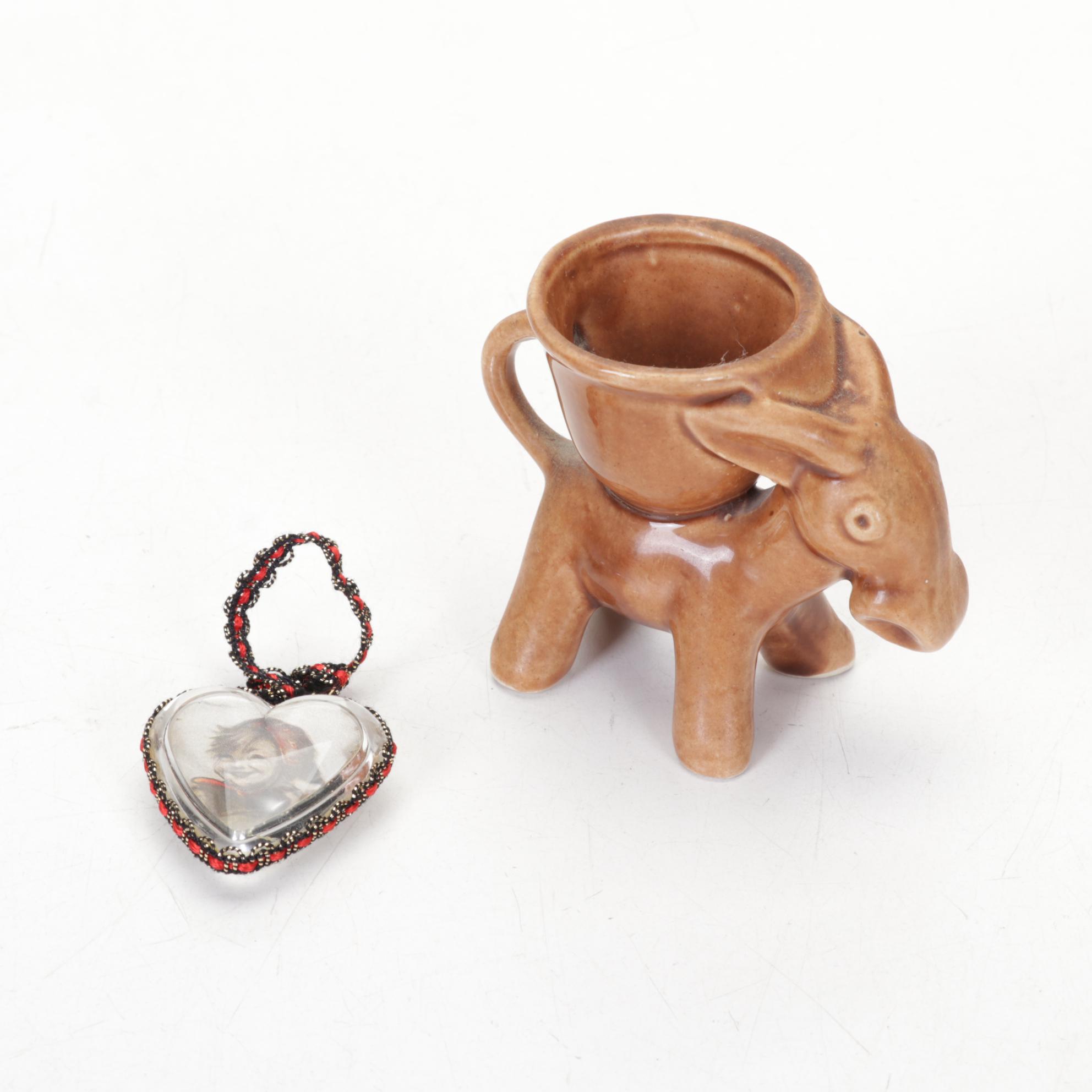 Victorian Style Glass and Metal Lamp, Ceramic Figurines and Porcelain Plates