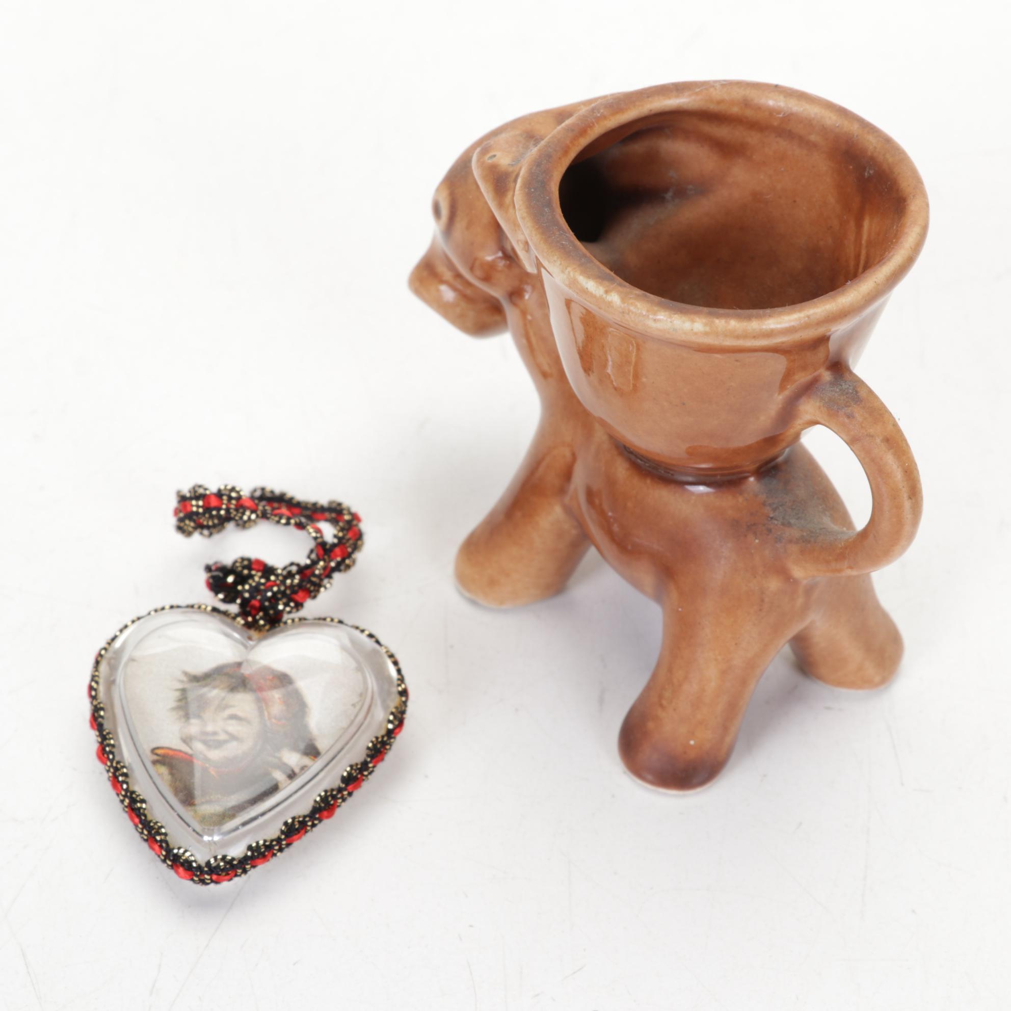 Victorian Style Glass and Metal Lamp, Ceramic Figurines and Porcelain Plates