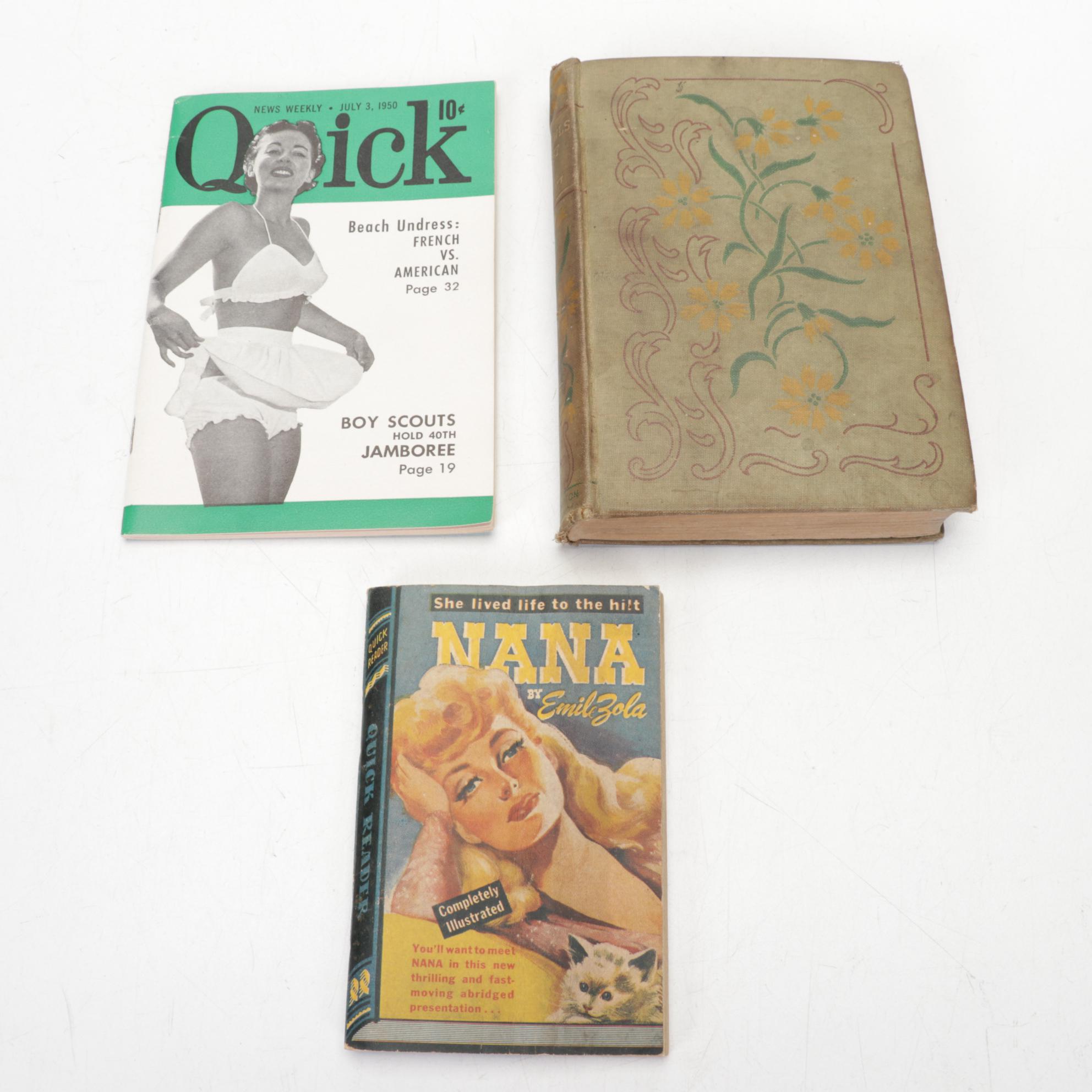 Victorian Style Glass and Metal Lamp, Ceramic Figurines and Porcelain Plates