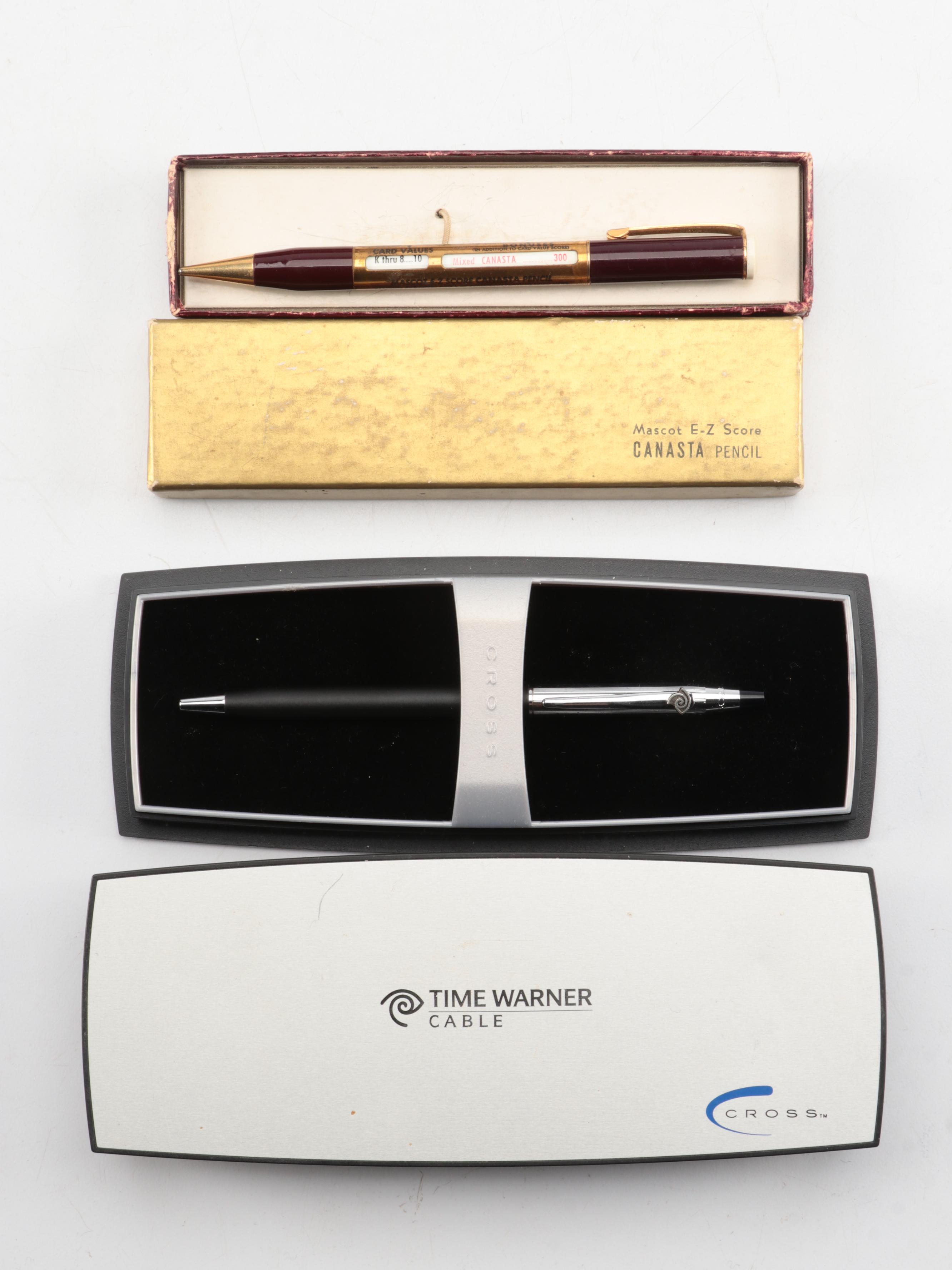 Sheaffer Plastic Fountain Pen and Wood Pen Holder with More Pens