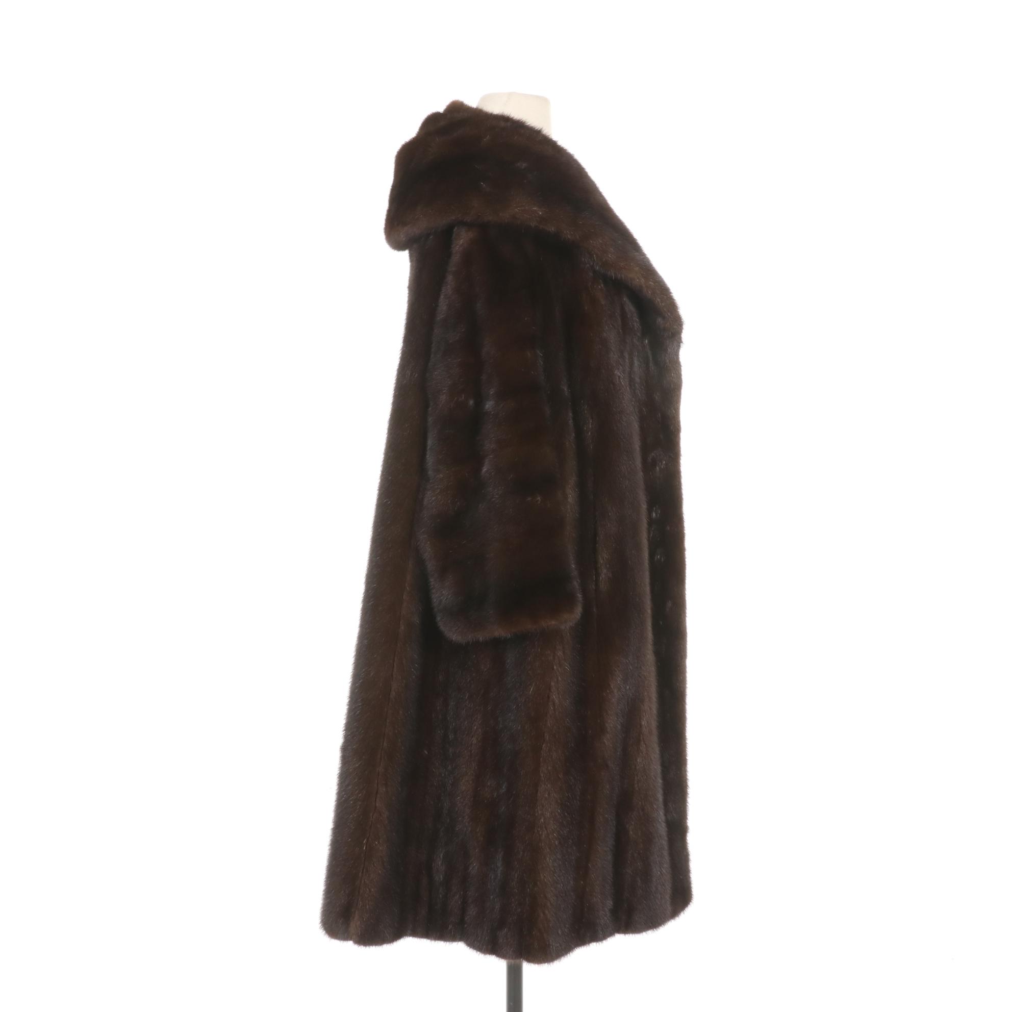 Classic Mahogany Mink Fur Coat