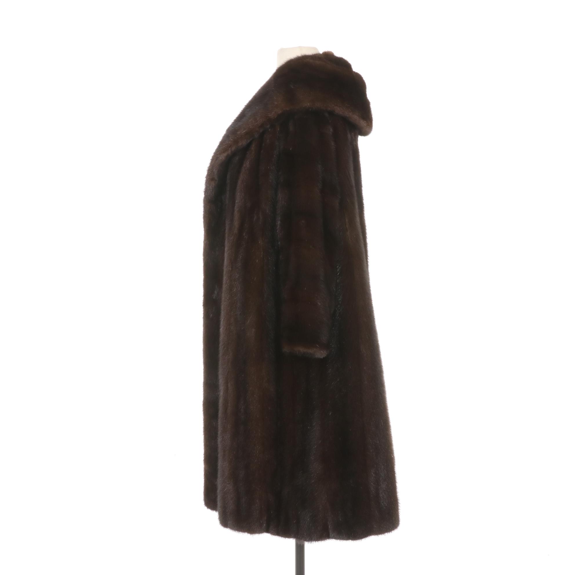 Classic Mahogany Mink Fur Coat