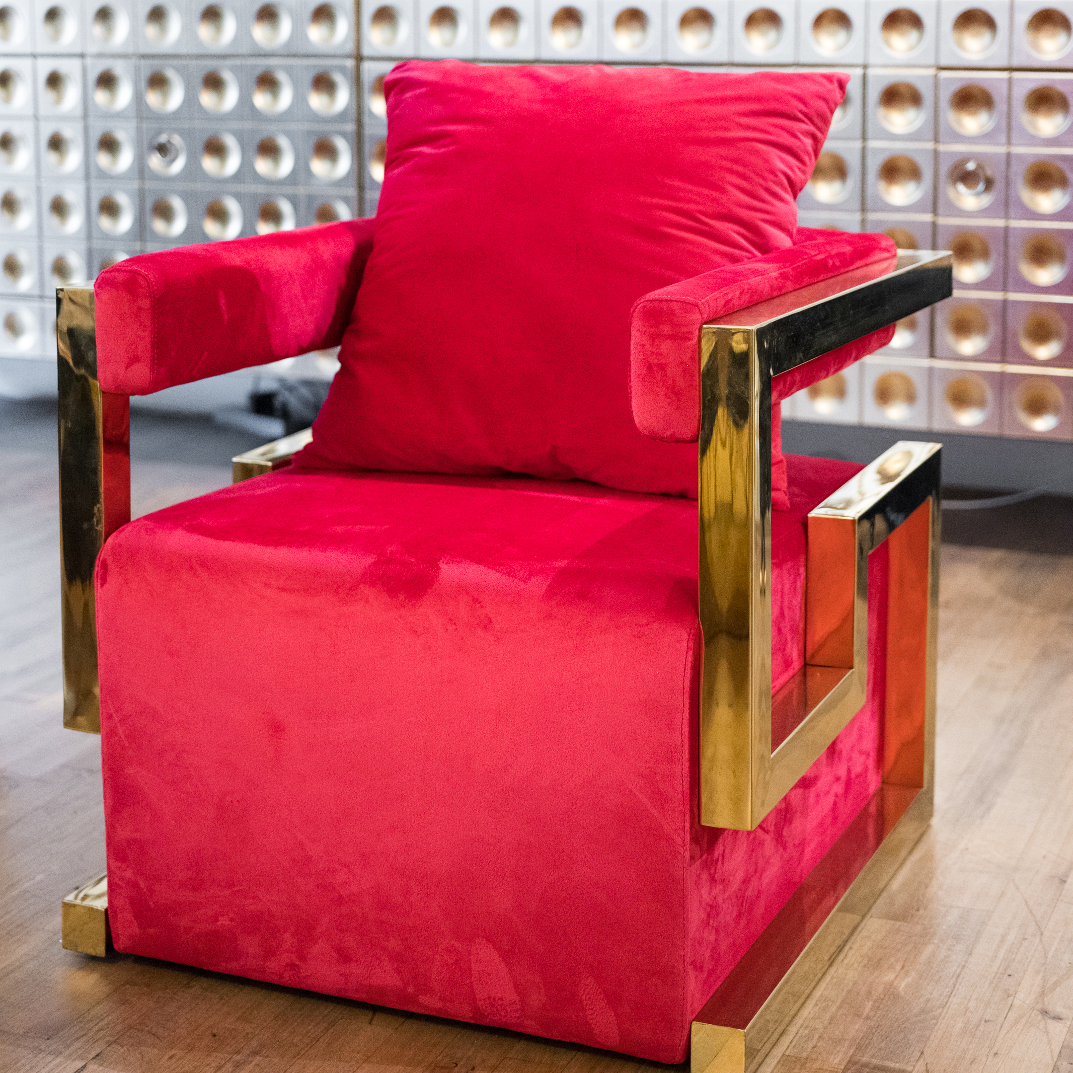 Pair of Neuu Design Studio Brass and Velvet Accent Chairs EBTH