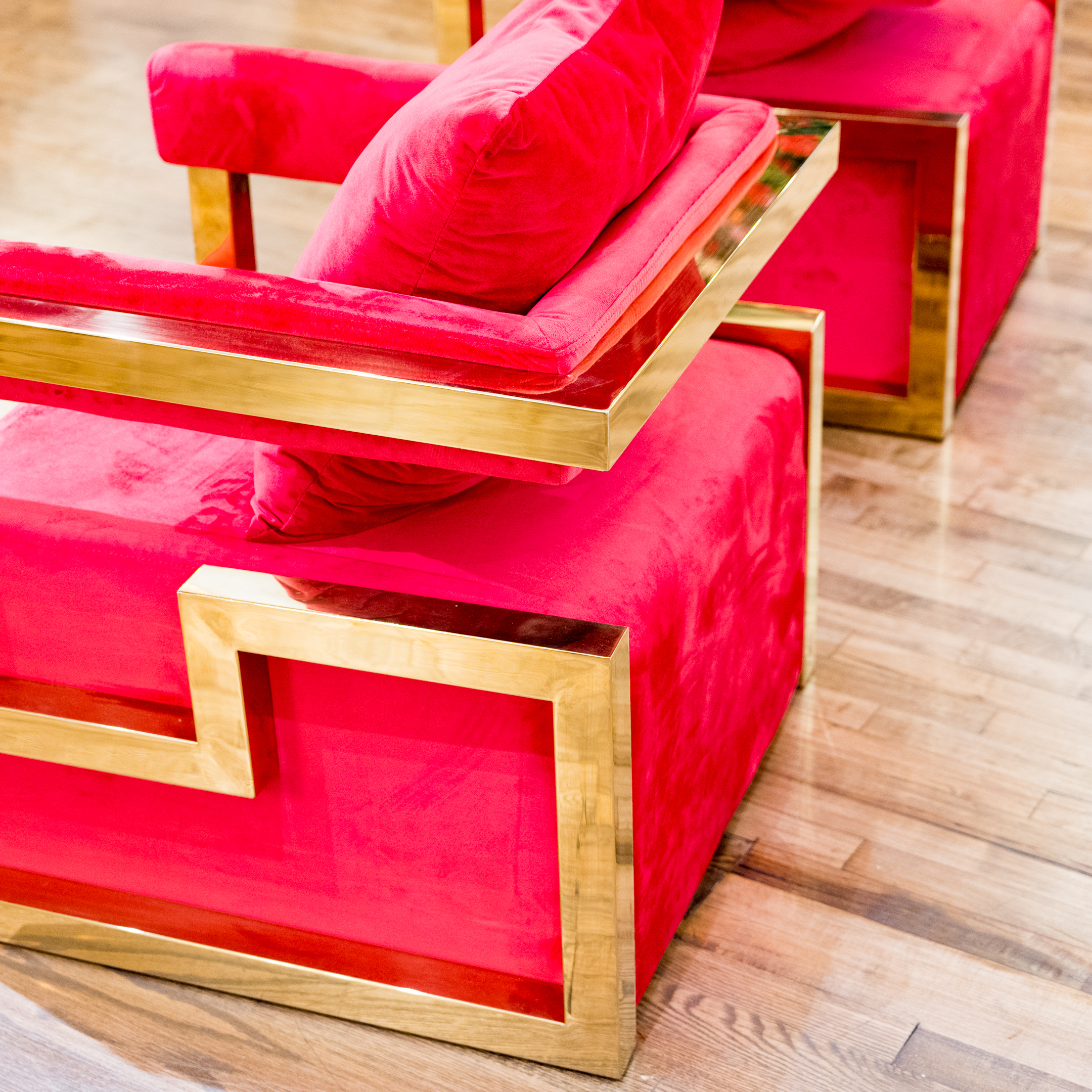 Pair of Neuu Design Studio Brass and Velvet Accent Chairs