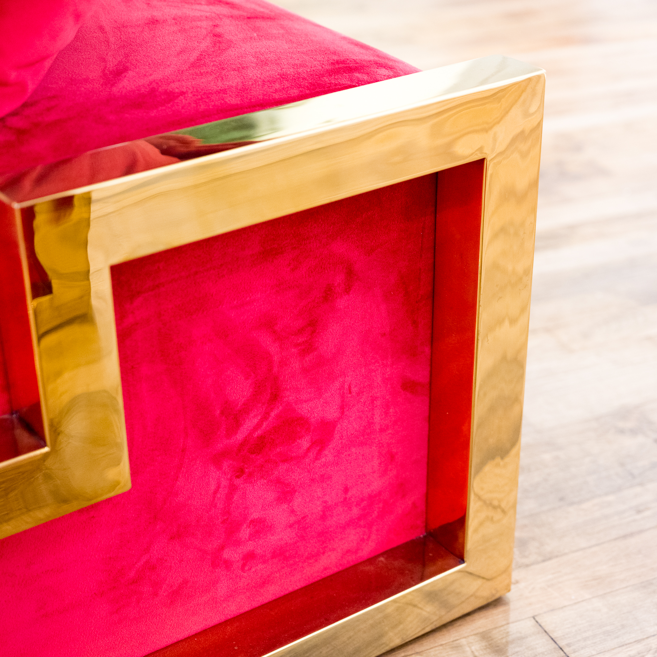 Pair of Neuu Design Studio Brass and Velvet Accent Chairs